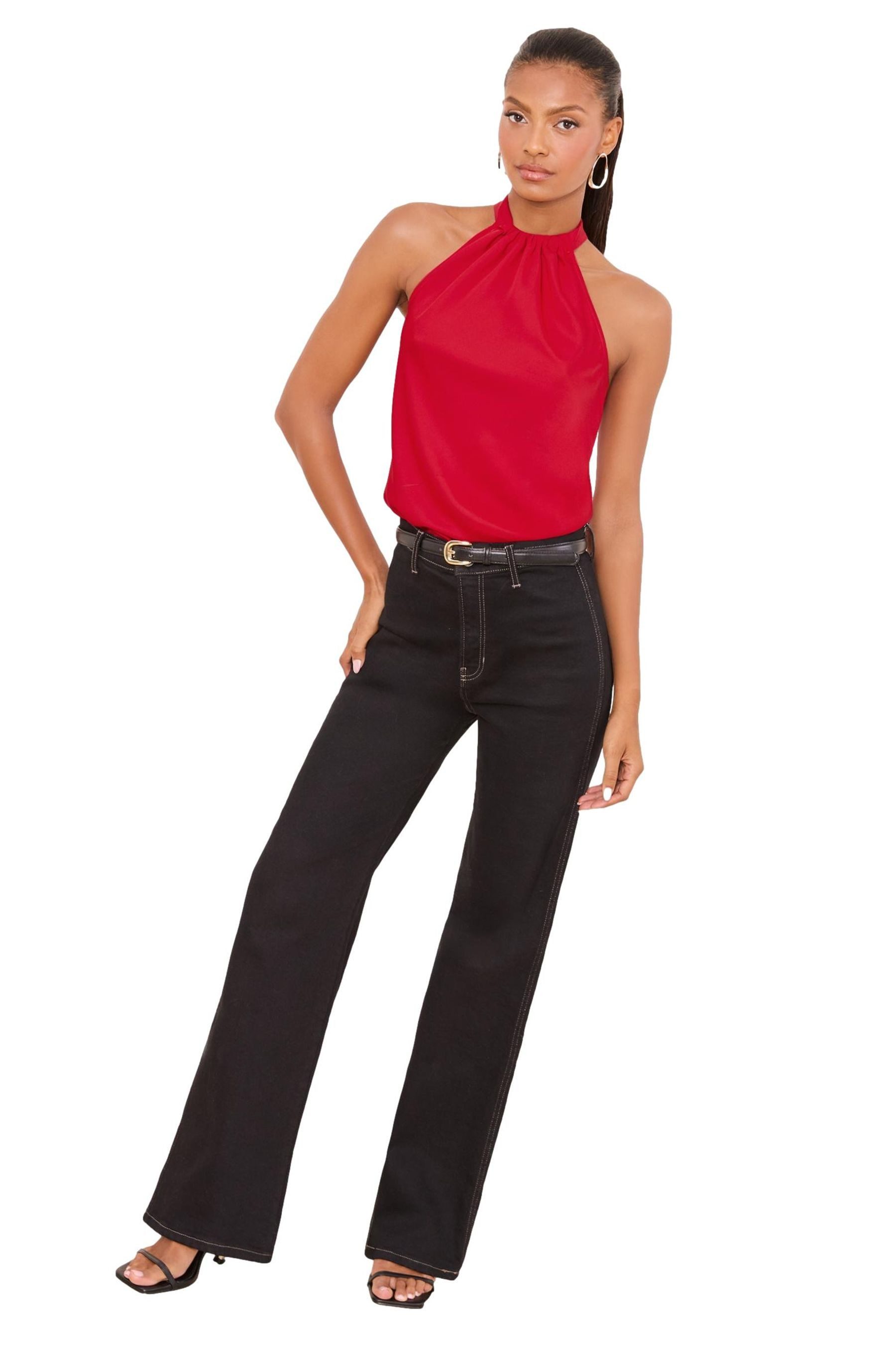 LIPSY Trägertop Lipsy Neckholder-Top aus Satin/Chiffon, Regular (1-tlg)