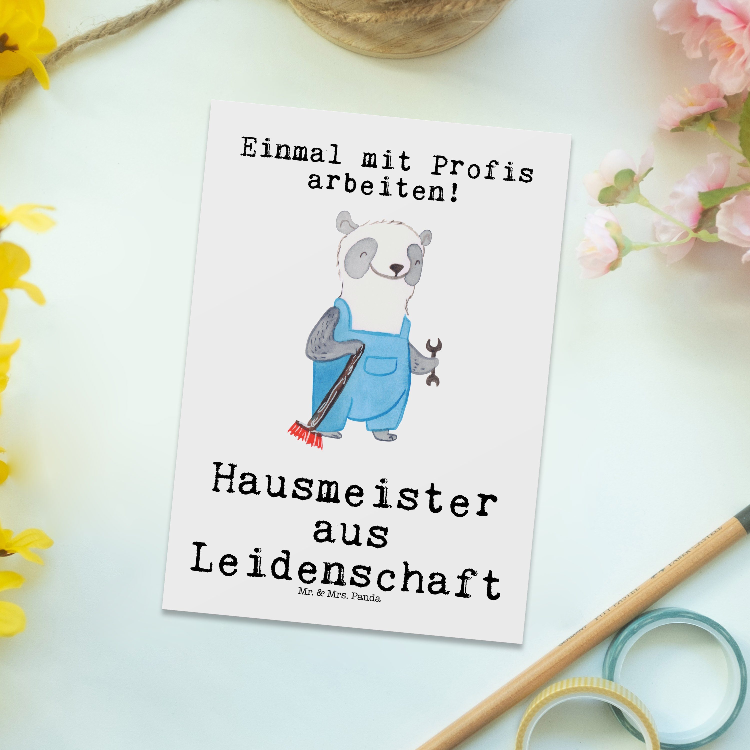 - Leidenschaft Geschenk, & Dankes Weiß Mr. Panda Geschenkkarte, aus Postkarte Mrs. Hausmeister -