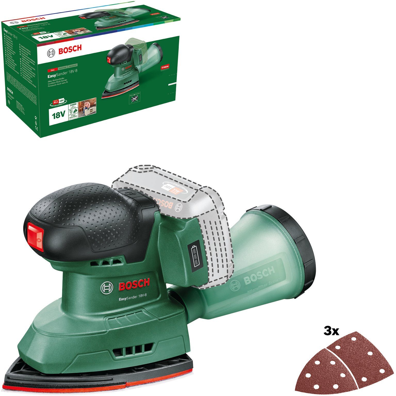 Bosch Home & Garden Akku-Multischleifer EasySander 18V-8 - solo, ohne Akku und Ladegerät