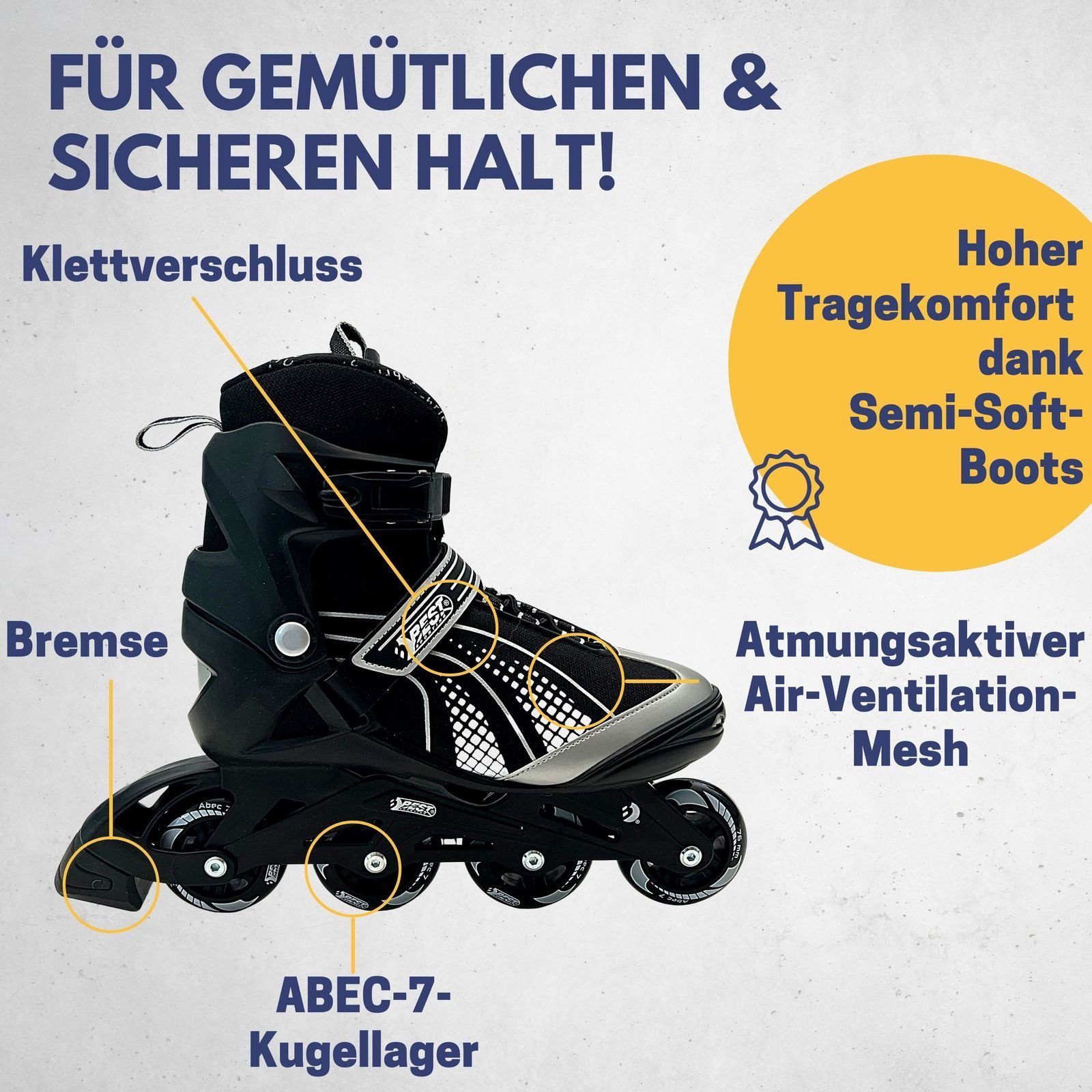Best Sporting Schlittschuhe Inline Skates Kinder I Rollschuhe größenverstellbar