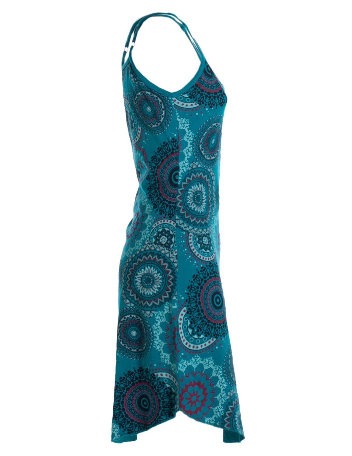 Vishes Minikleid Damen Sommer-Kleider Jersey-Kleid Mini-Kleid Spagettiträger-Kleid Goa, Guru, Hippie Style
