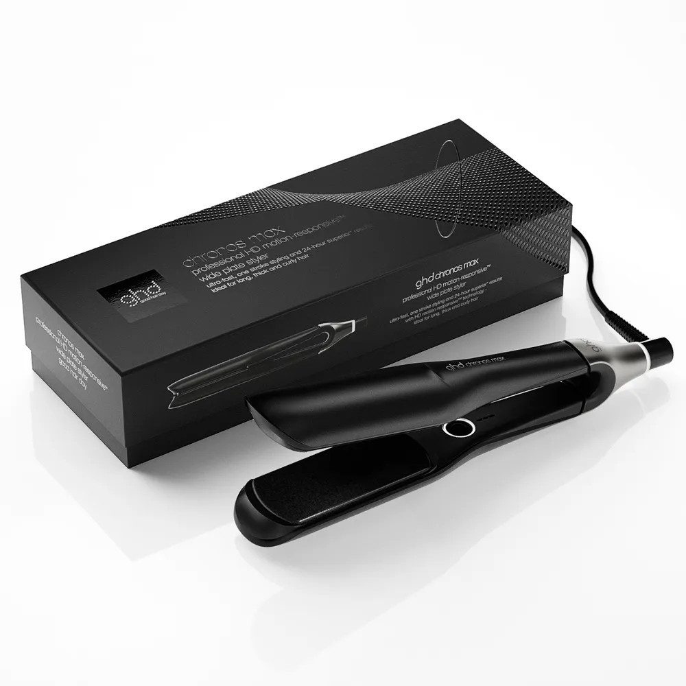 Glätteisen ghd chronos max Styler schwarz – Glätteisen große Platten dickes Haar