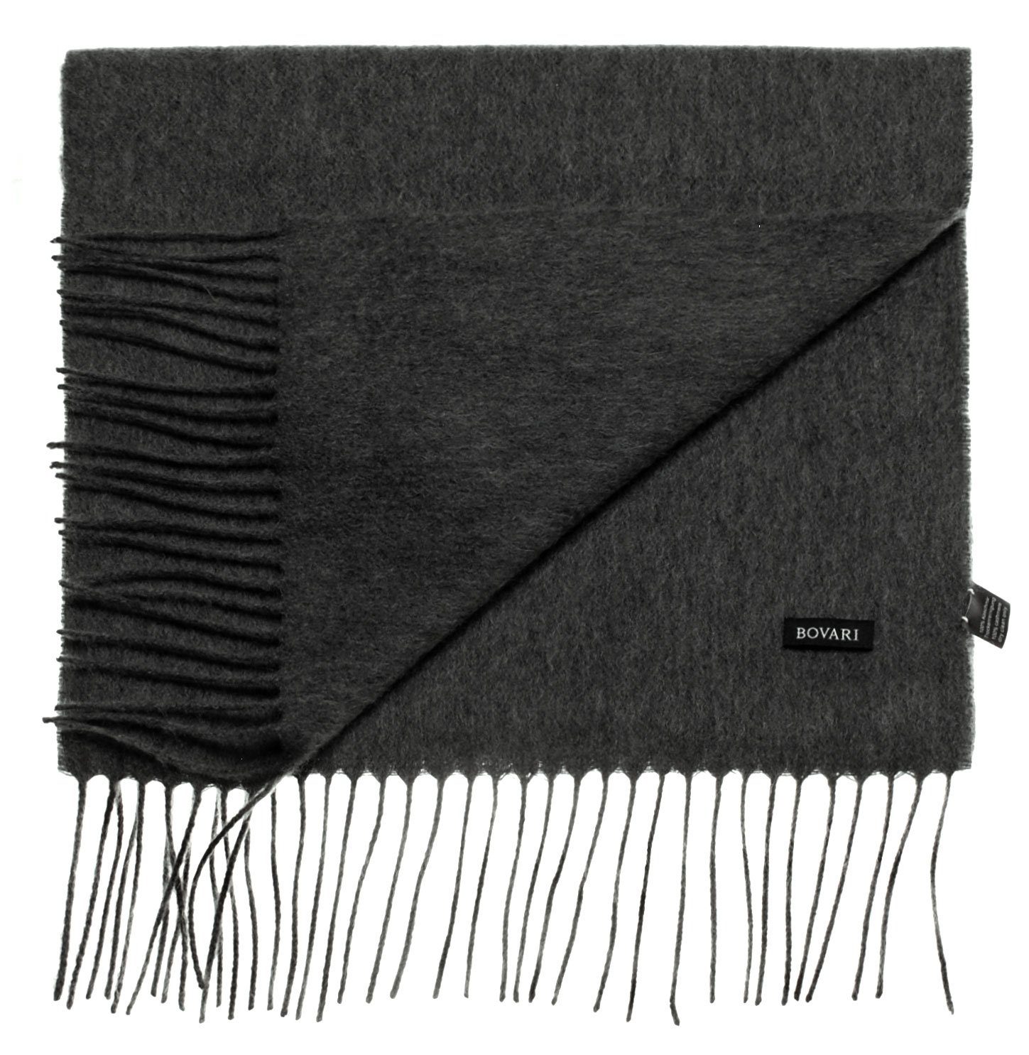 Bovari Kaschmirschal Kaschmir Schal Damen – 100% Kaschmir/Cashmere – Premium Qualität, 180 x 31 cm dunkel-grau