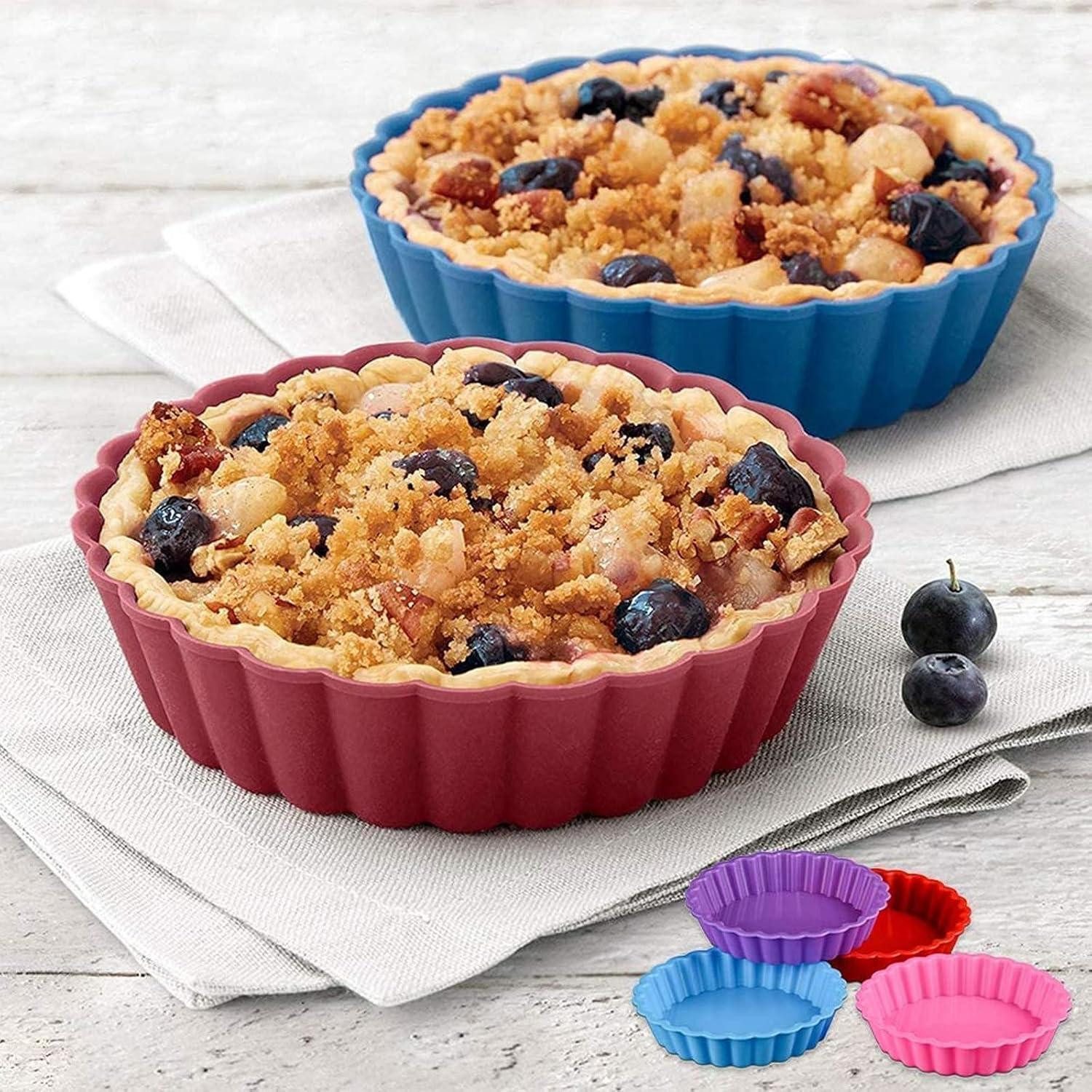 LuxusKollektion Silikonform Silikon Backform Mini Tarte 12er Set Zufallsfarben, (12-tlg)