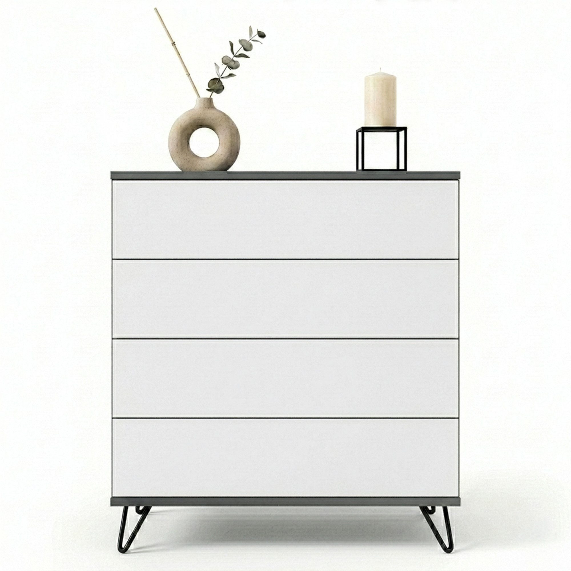 InnoFurn Kommode Elara Schrank (Schubladenschrank), Schrank mit 4 Schubladen, Sideboard mit Push-to-Open