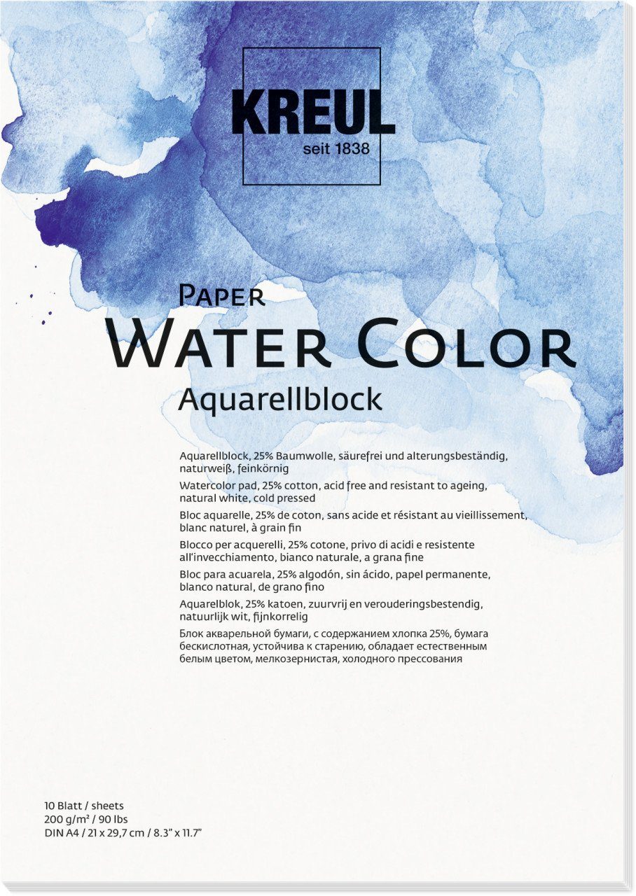 Kreul Leinwand Kreul Paper Water Color 10 Blatt 200 g/m², DIN A4
