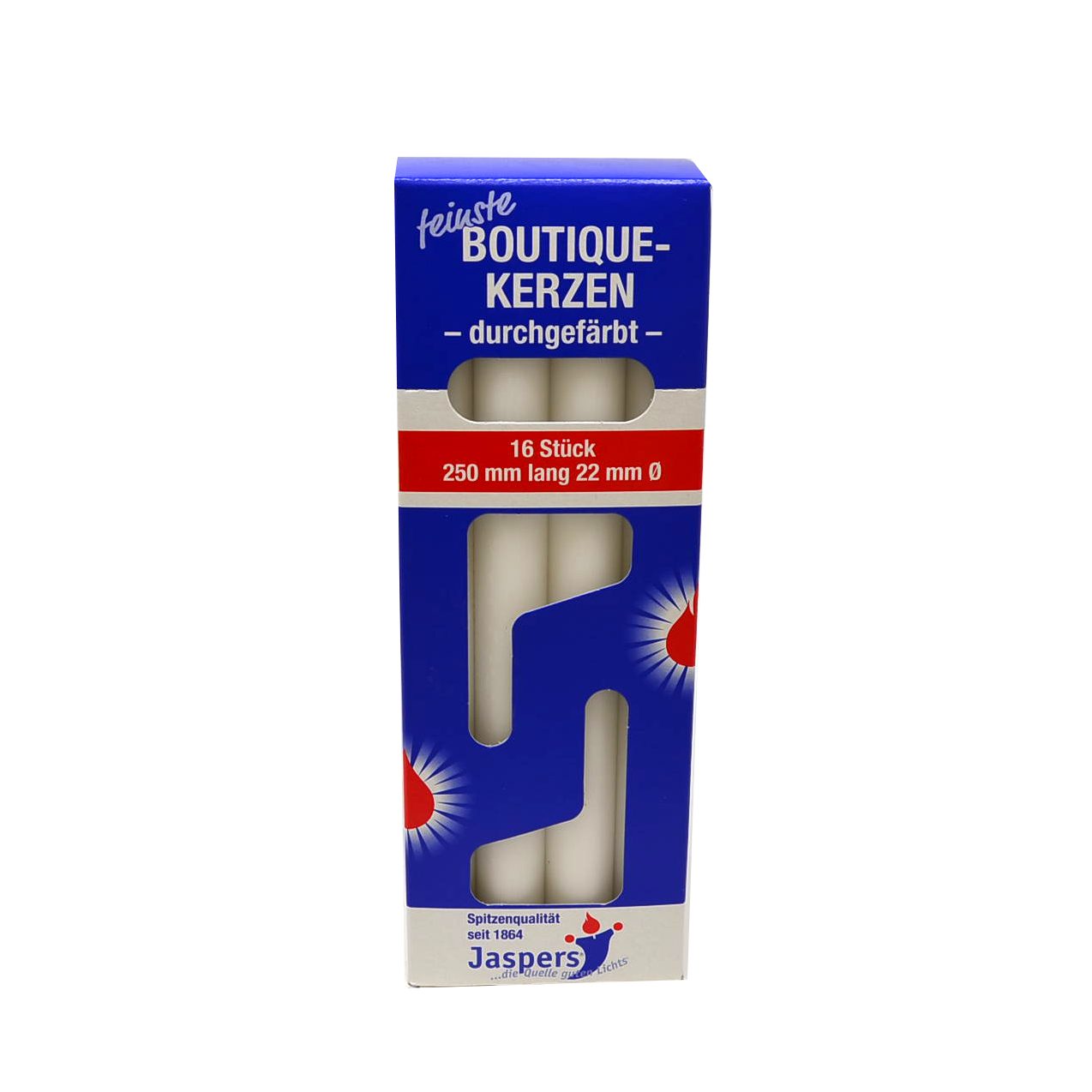 Jaspers Kerzen Tafelkerze Boutique-Tafelkerzen weiß 16er Pack durchgefärbt