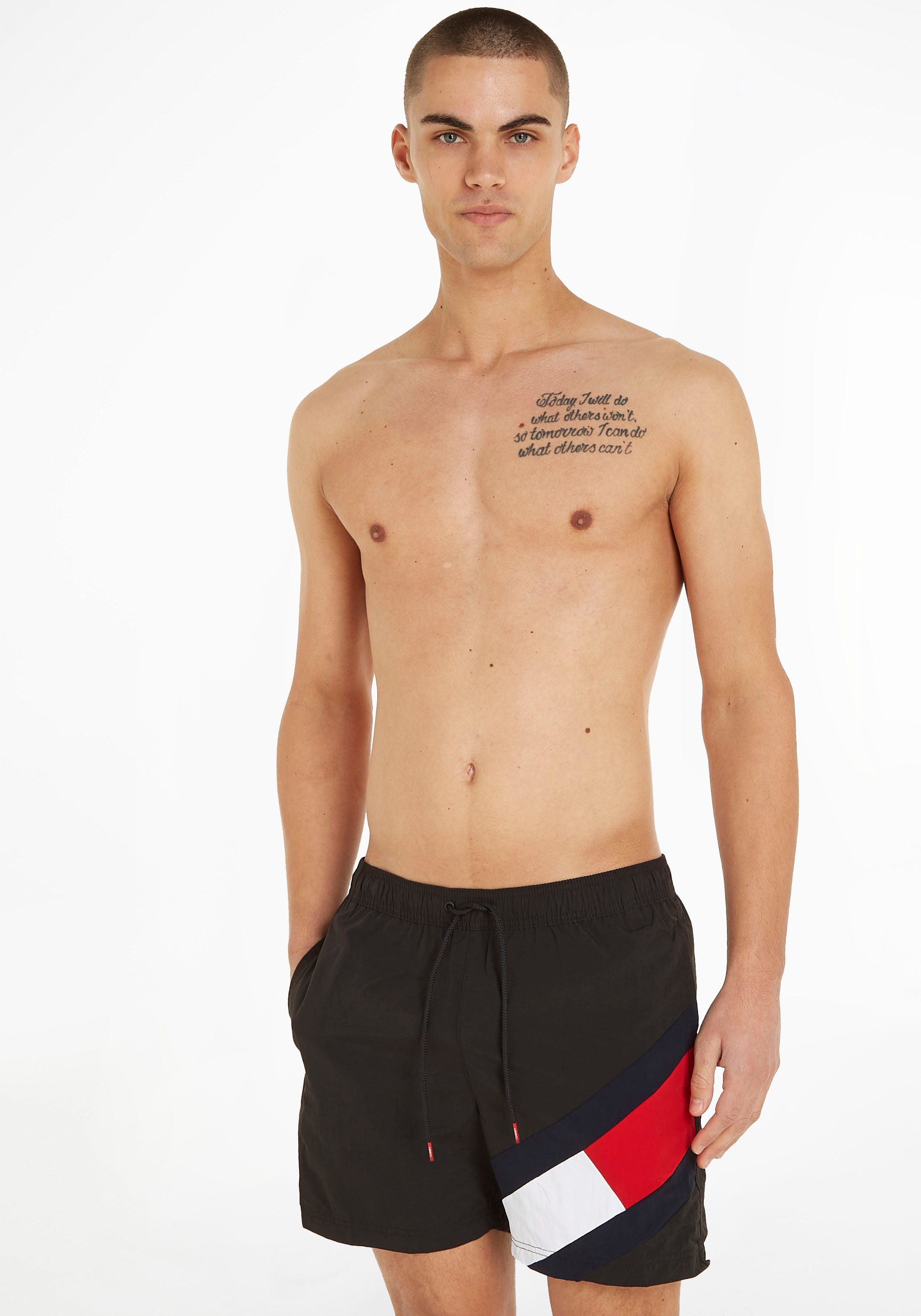 Hilfiger DRAWSTRING Tommy Badeshorts Swimwear Black Hilfiger Tommy mit MEDIUM SF Markenlabel