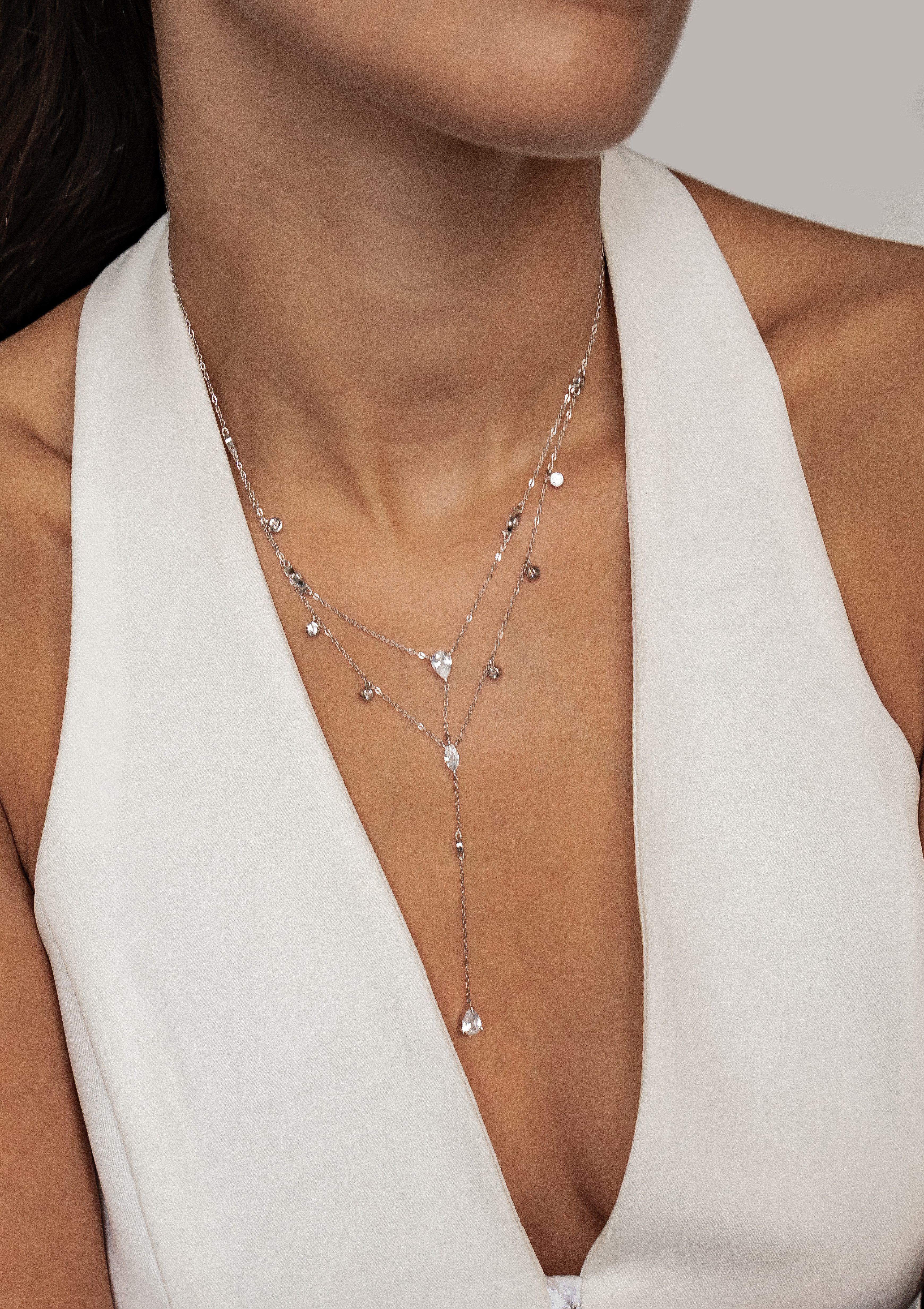 Hey Happiness Statementkette mit Tropfen Kristallen, Layering Kette, Damen günstig online kaufen