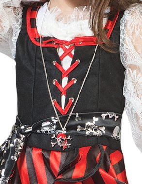 Funny Fashion Piraten-Kostüm Seeräuberin Peppina Piratin Kinderkostüm Mädchen - Rot Schwarz