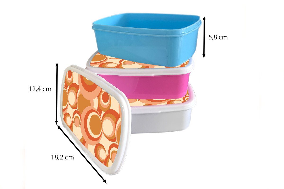 Lunchbox für Erwachsene, Kunststoff, Kreis MuchoWow - rosa Muster, Snackbox, Kinder, Brotbox Brotdose Retro (2-tlg), - Mädchen, Kunststoff
