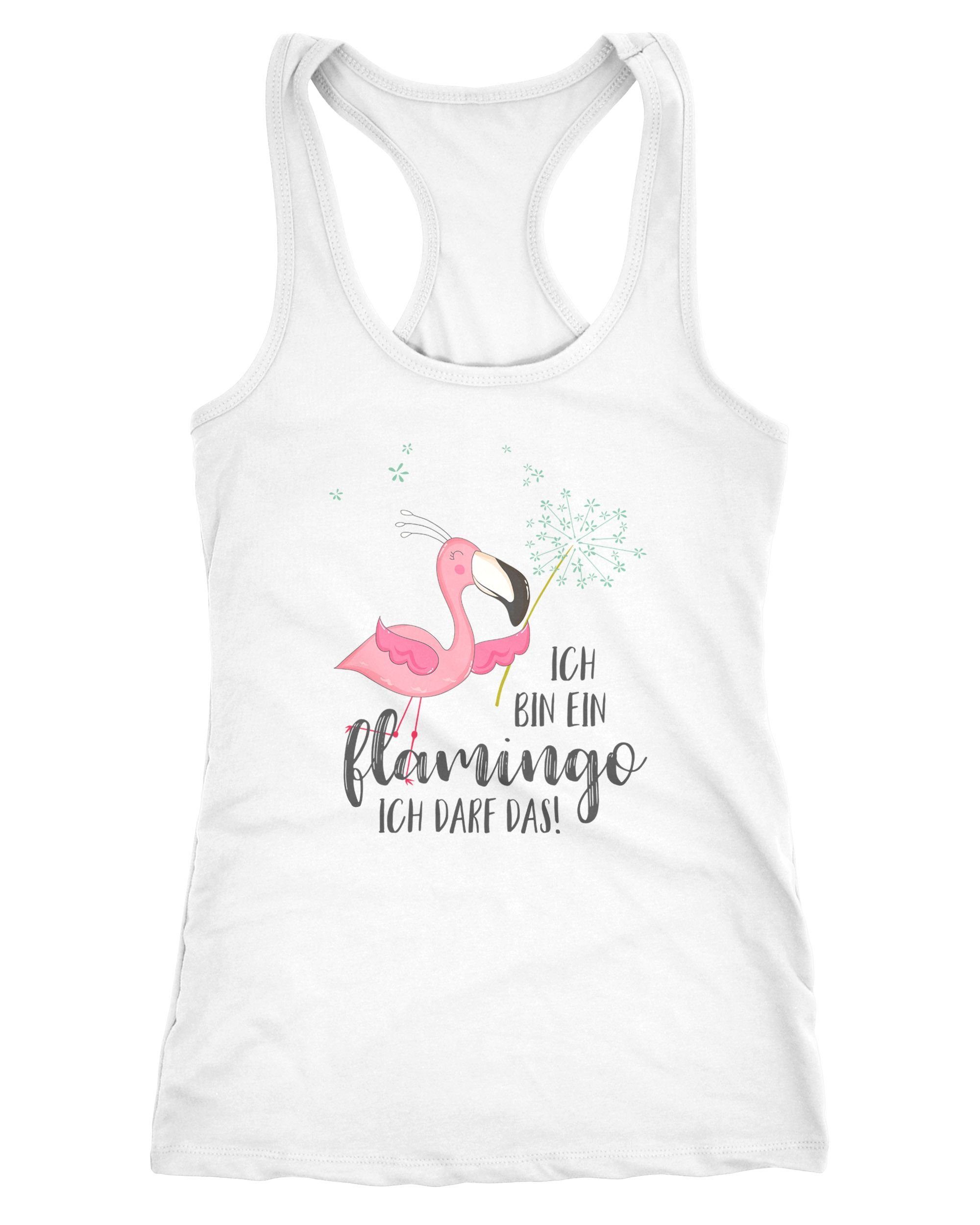 Tanktop Damen Tanktop Flamingo Ich bin ein Flamingo ich darf das Spruch Pusteblume Racerback Moonworks®