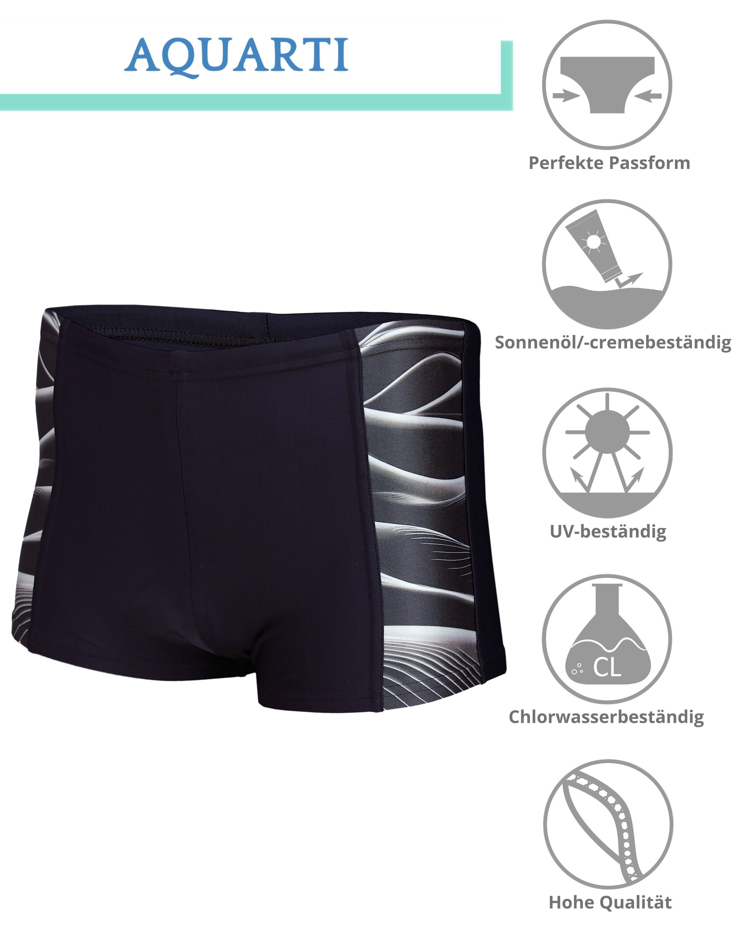 Aquarti Badehose Aquarti Herren Badehose Kurz Sportlich Streifen – Bild 3 von 5