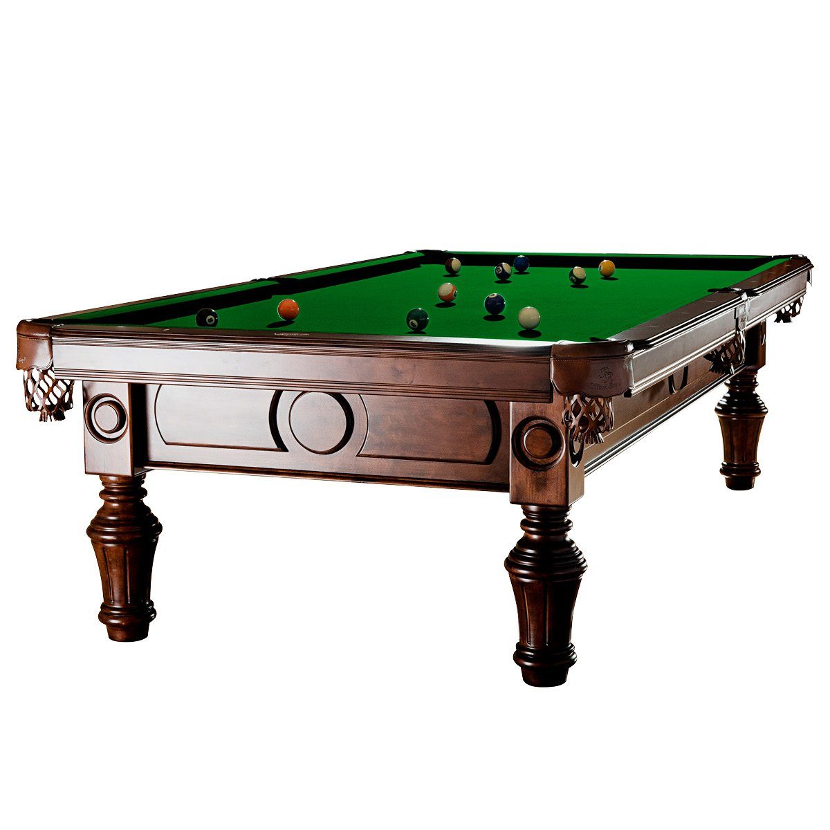 Billiard-Royal Billardtisch General 8 ft., (Hochwertige und massive Ausführung in beliebter Billiard-Royal® Qualität), 3-tig Naturschieferplatte, Echtleder Auffangtaschen, Bandengummi K55