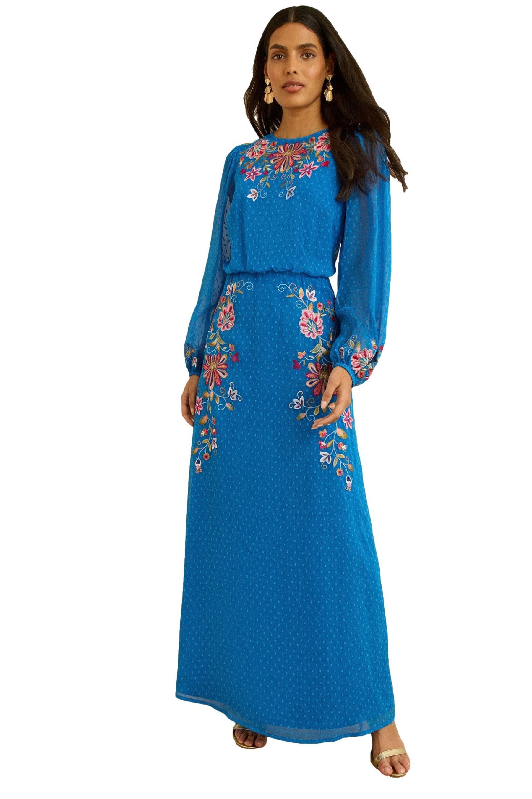 Love & Roses Maxikleid Love & Roses Maxikleid mit Stickerei, Regular (1-tlg)