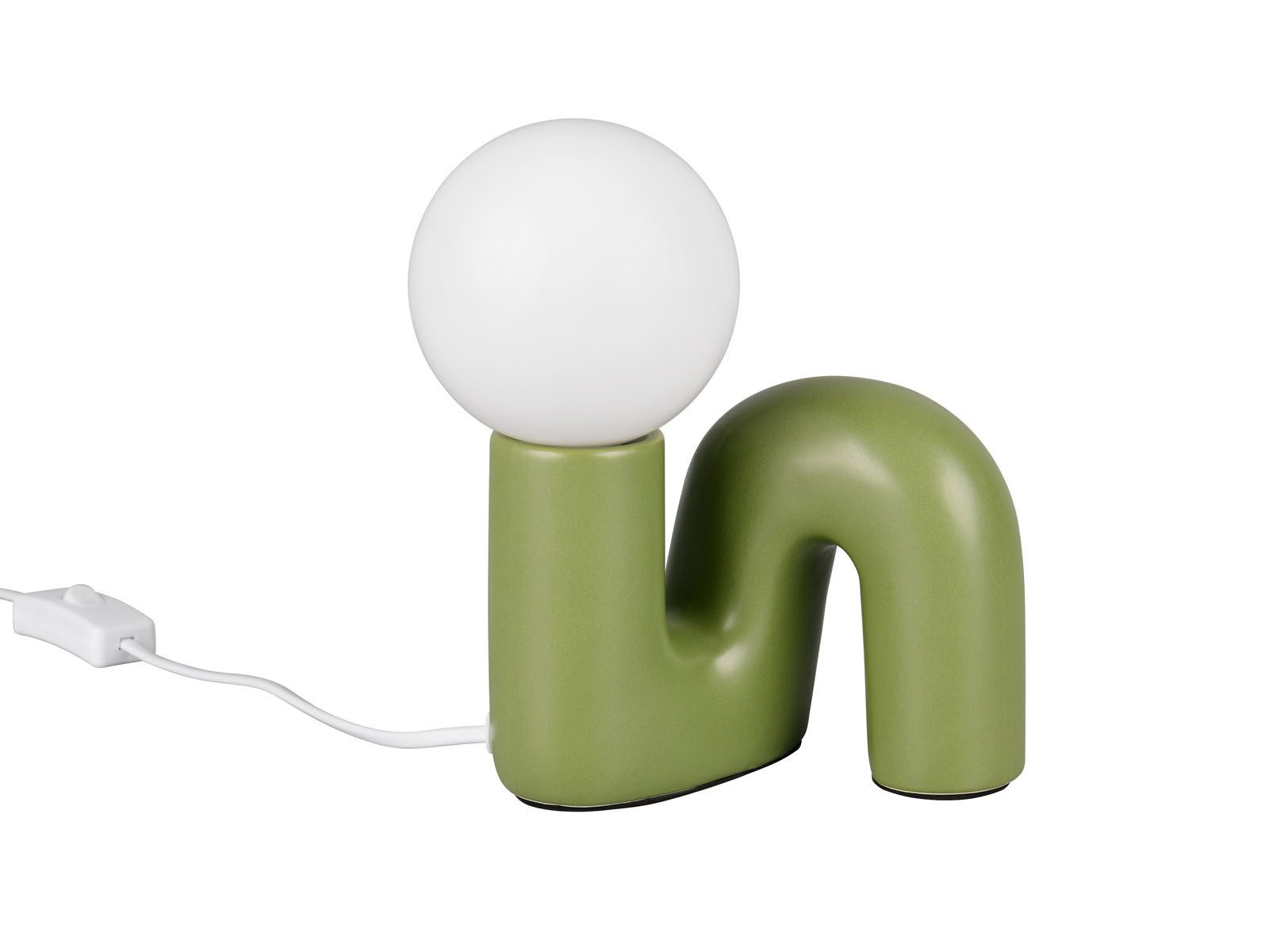 Reality Leuchten LED Nachttischlampe aus Keramik mit Glaskugel, Höhe 21,5cm, Leuchtmittel dimmbar, LED wechselbar, Warmweiß, klein-e ausgefallen-e Designer Tischlampe mit G9 Leuchtmittel