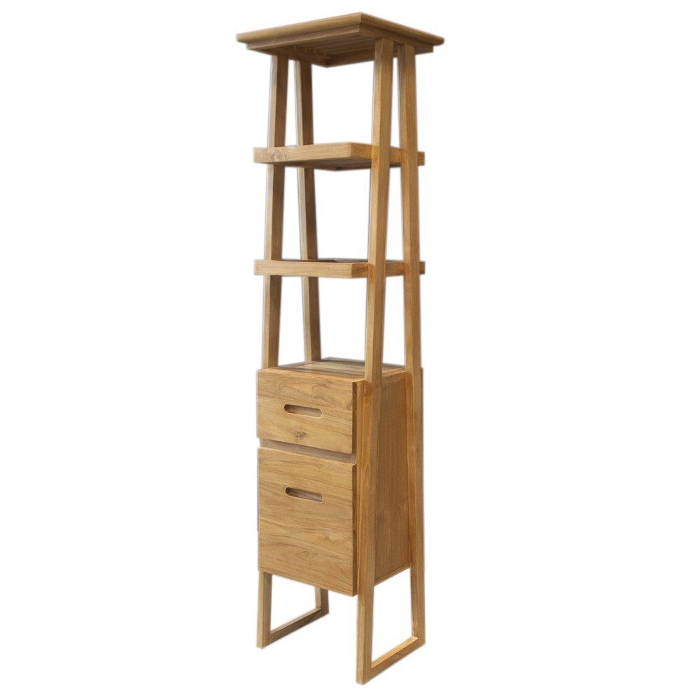 Teako Design Hochschrank Badregal Helena Teak Massivholz (1-St)