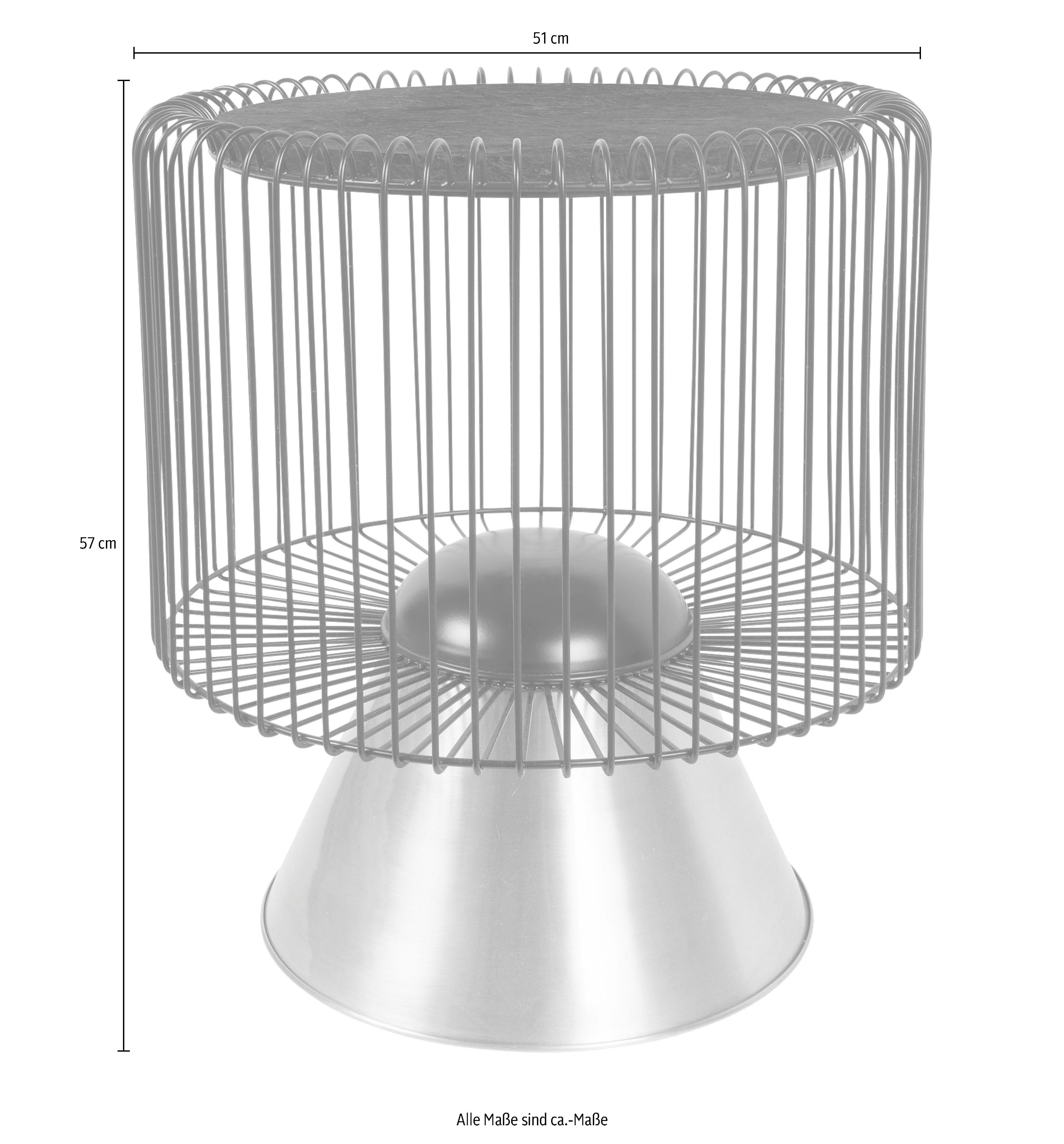 Kayoom Beistelltisch Malibu 125, Runde Platte aus original Marmor, pflegeleicht (1-St), ø-Marmorplatte: ca. 40 cm, angesagtes Metalldesign, pflegeleicht