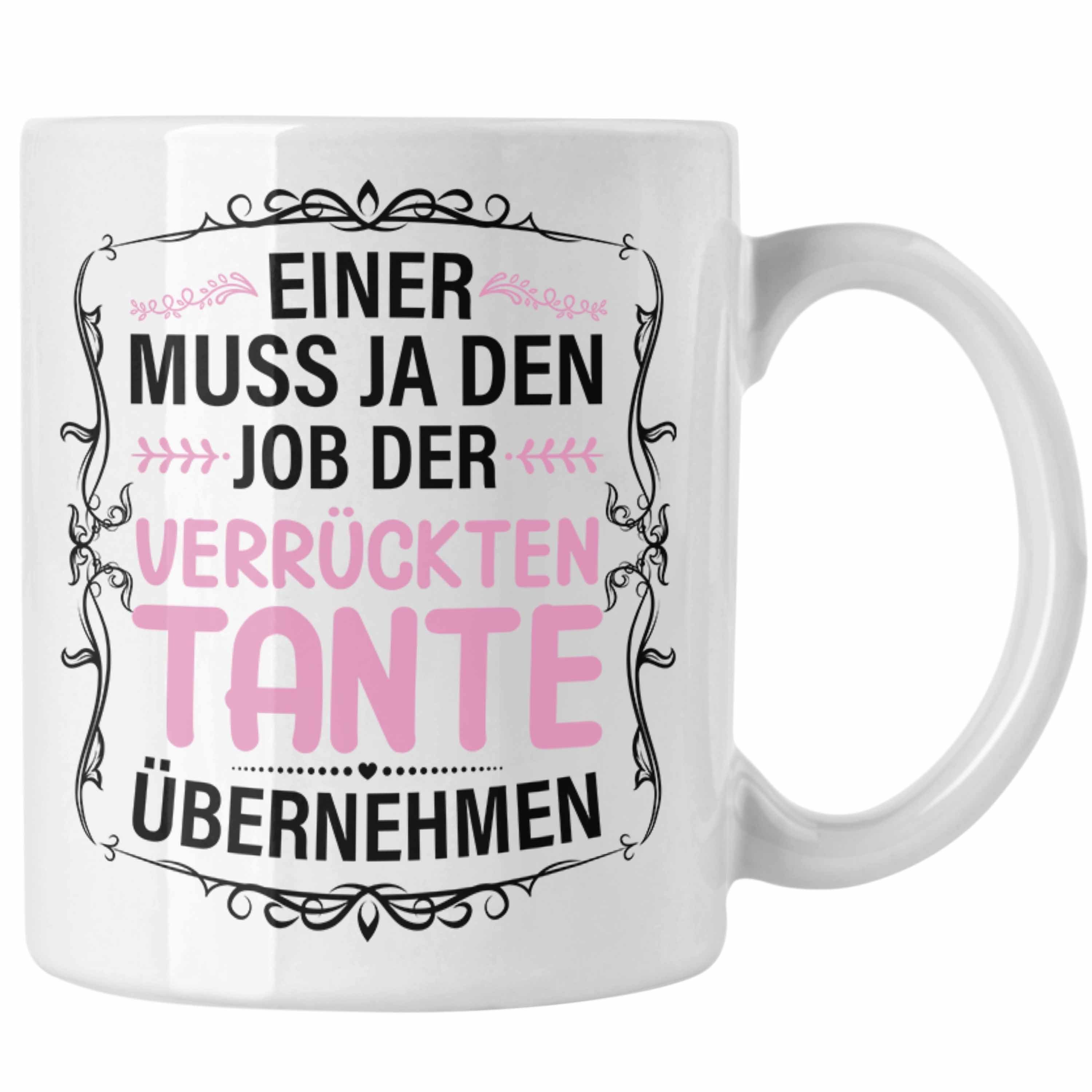 Trendation Tasse Trendation - Verrückte Tante Geschenk Tasse Lustig Spruch Weiss