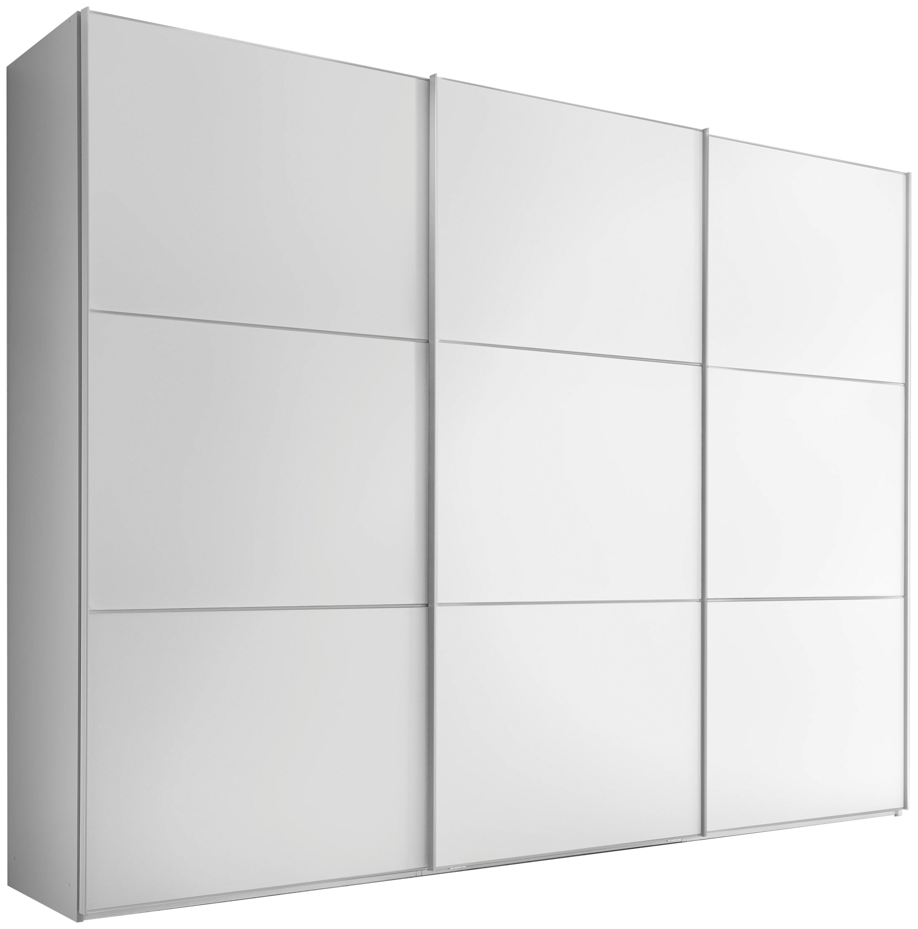 STAUD Schwebetürenschrank Includo, kurze Lieferzeit: "Premium Variante in Weiß in 249cm Breite" (3 Breiten (ca. 250, 280 oder 300cm), Höhe 222cm)