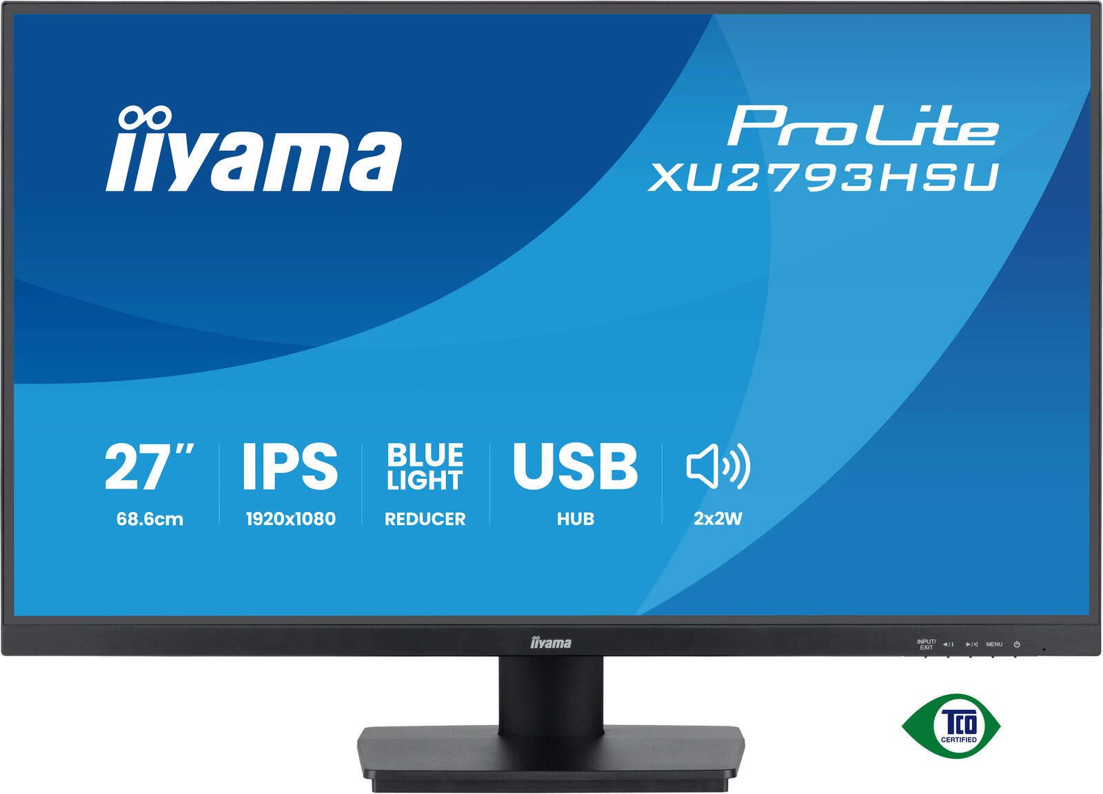 Iiyama 27' (68.5 cm) Monitor mit IPS-Panel-Technologie, U TFT-Monitor (1080 x 1920, 1 ms Reaktionszeit, 100 Hz, IPS Panel)
