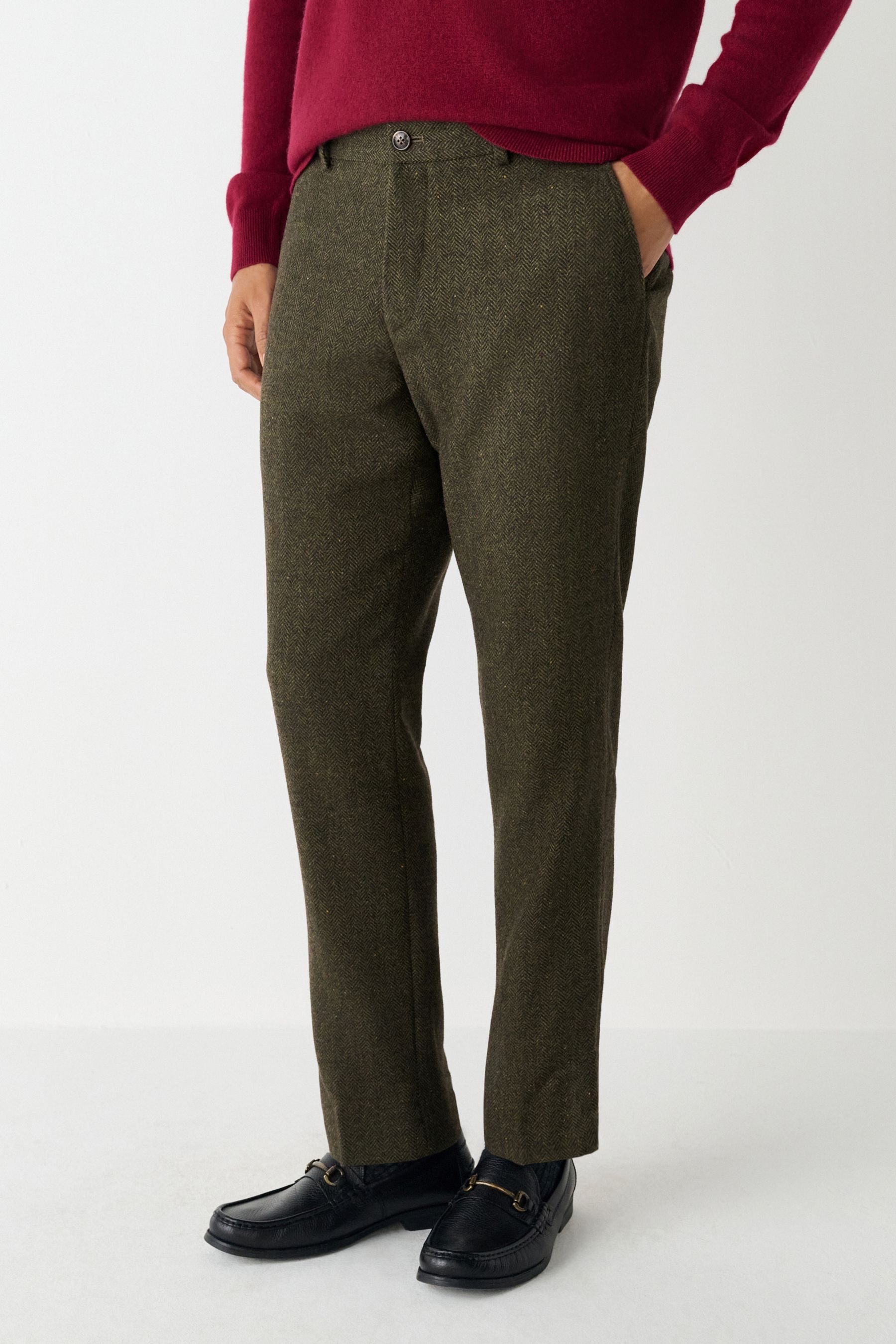 Next Anzughose Slim Fit Anzugshose mit Fischgrätmuster (1-tlg)