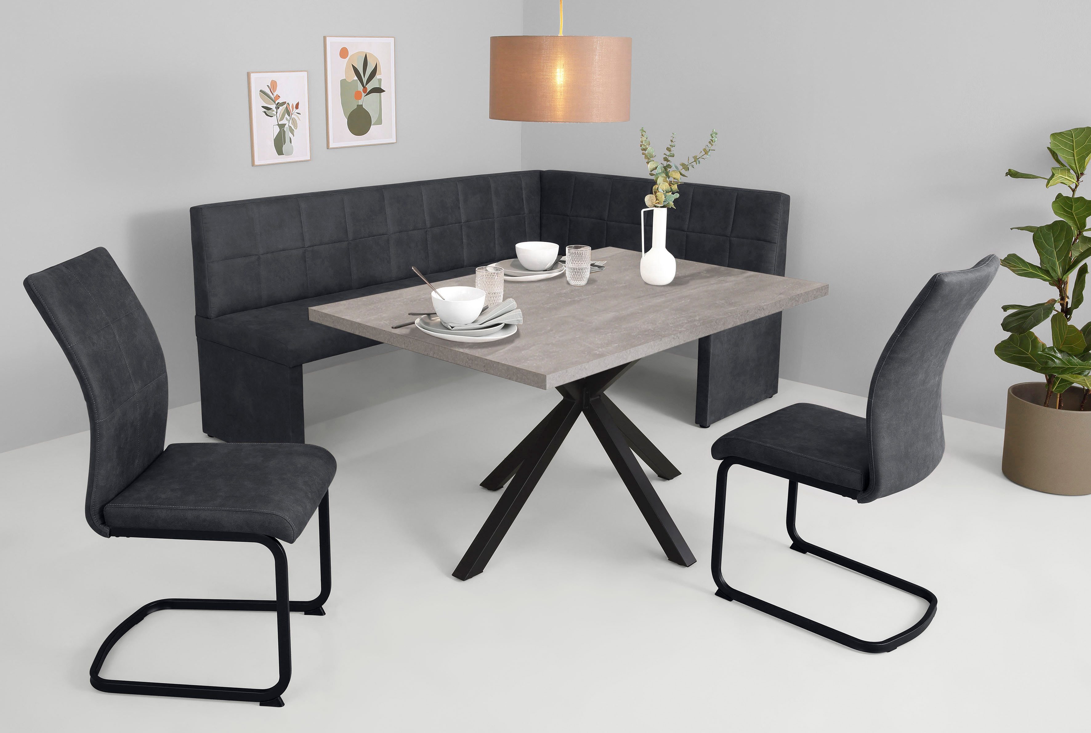 HELA Essgruppe SPREE, (4-tlg), Esstisch 140x90 cm mit Dickkante, Microfaser günstig online kaufen