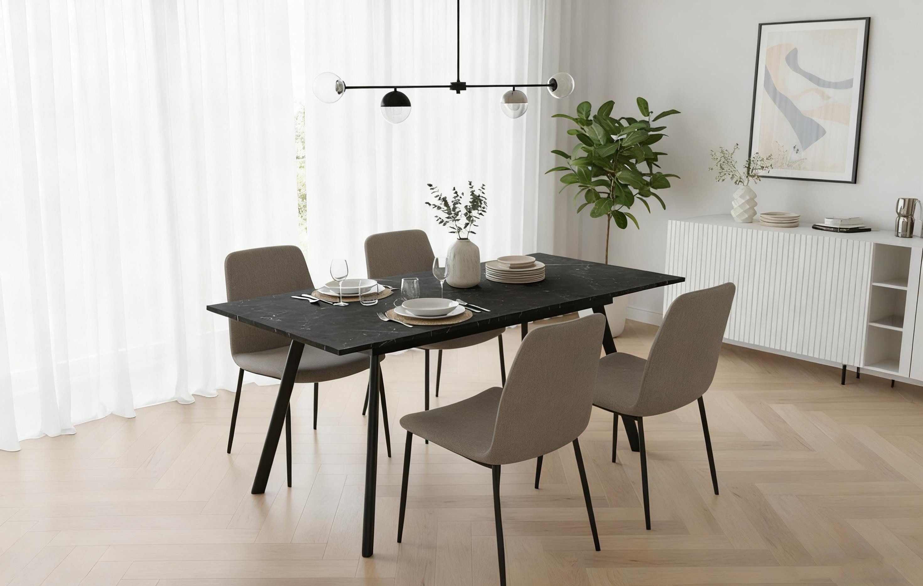 B&D home Esstisch Ausziehtisch MARA, Metallgestell oder Holzgestell, ausziehbar 120-160cm, 4-6 Personen