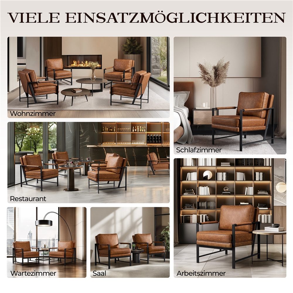 Yaheetech Relaxsessel, Retro-Stuhl Einzelsessel aus Kunstleder günstig online kaufen