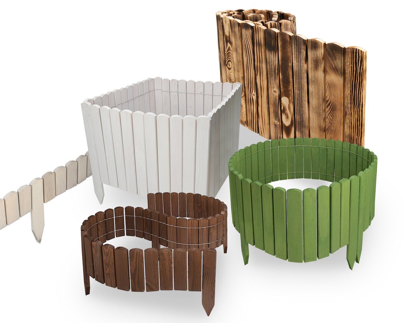 sunnypillow Holzzaun Flexibler Gartenzaun, Beeteinfassung Holz günstig online kaufen