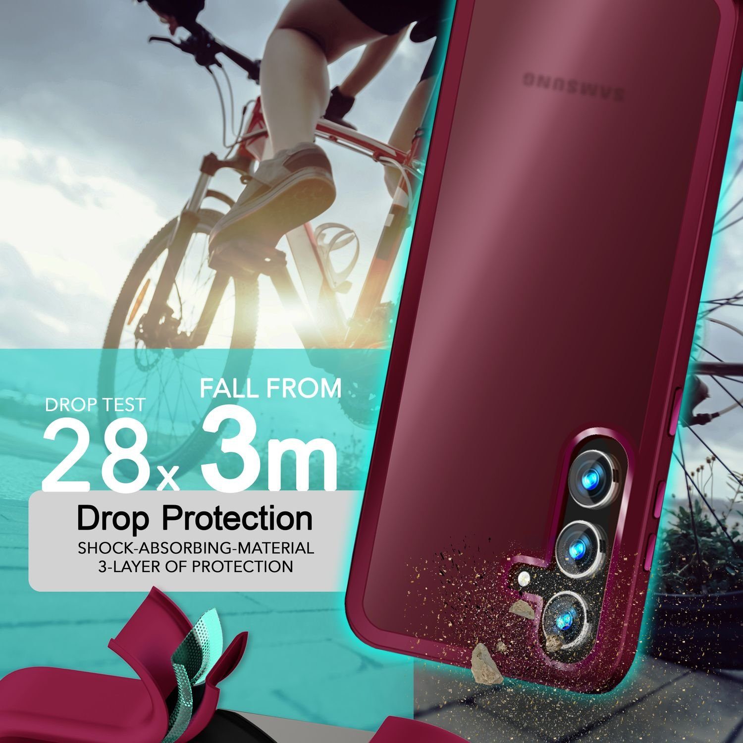 Nalia Smartphone-Hülle Samsung Galaxy S24 15,7 cm (6,2 Zoll), Matte Hybrid Hülle / Semi-Transparent / Anti-Schock Rahmen / Stoßfest