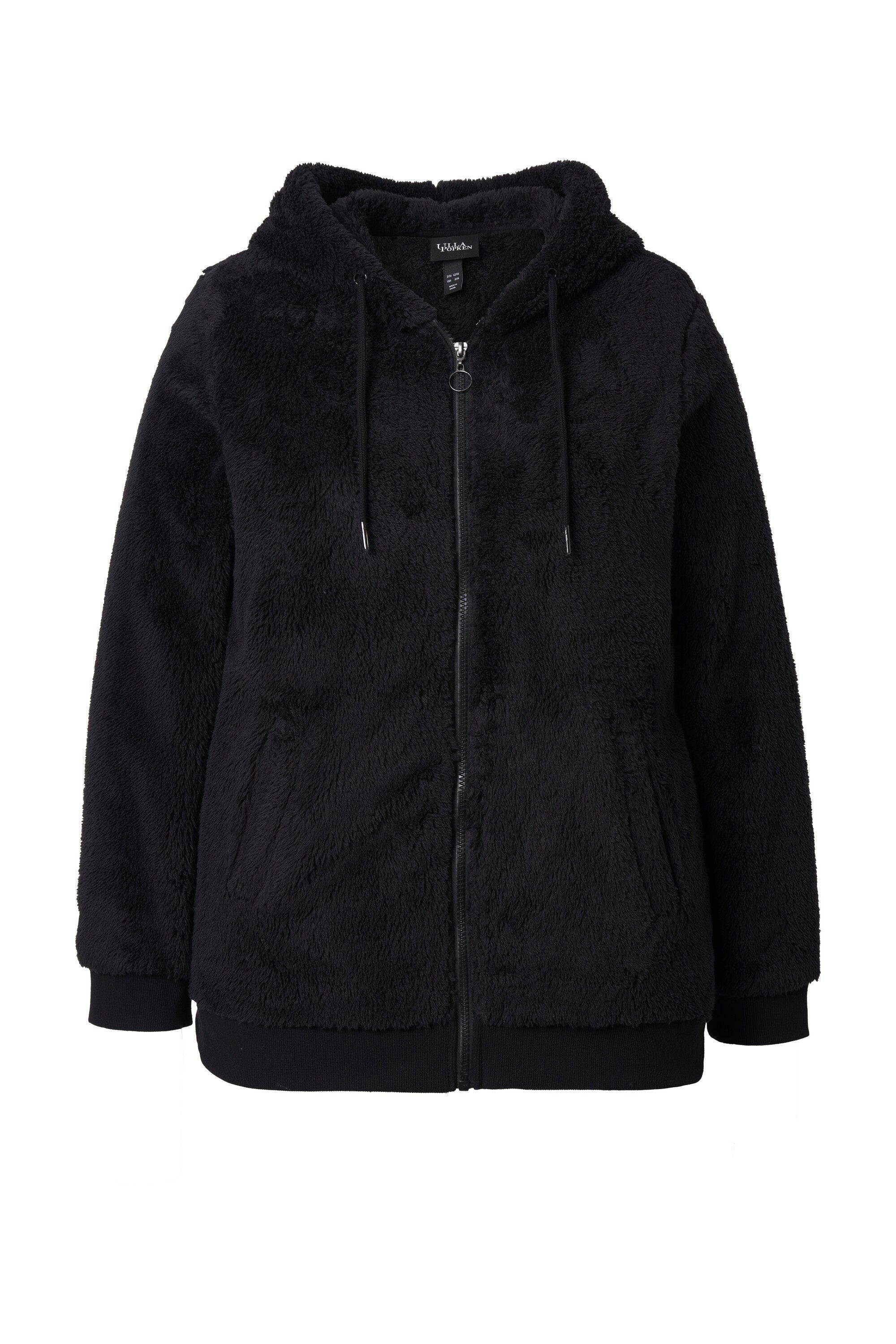 Ulla Popken Sweatjacke Teddy-Jacke Kapuze Langarm günstig online kaufen
