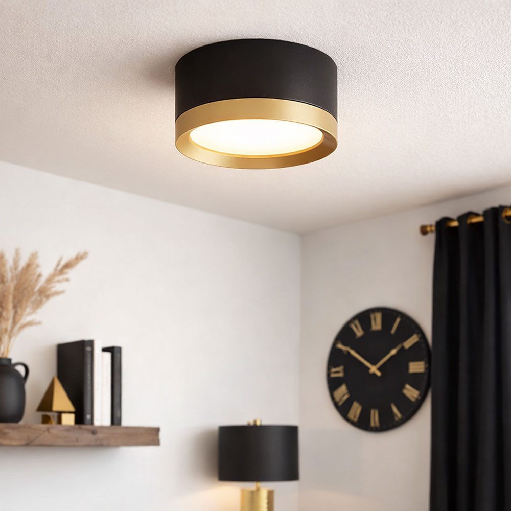 Maytoni Deckenspot, Leuchtmittel nicht inklusive, Deckenlampe Leuchte Aufbaulampe Esszimmerleuchte Alu schwarz gold D