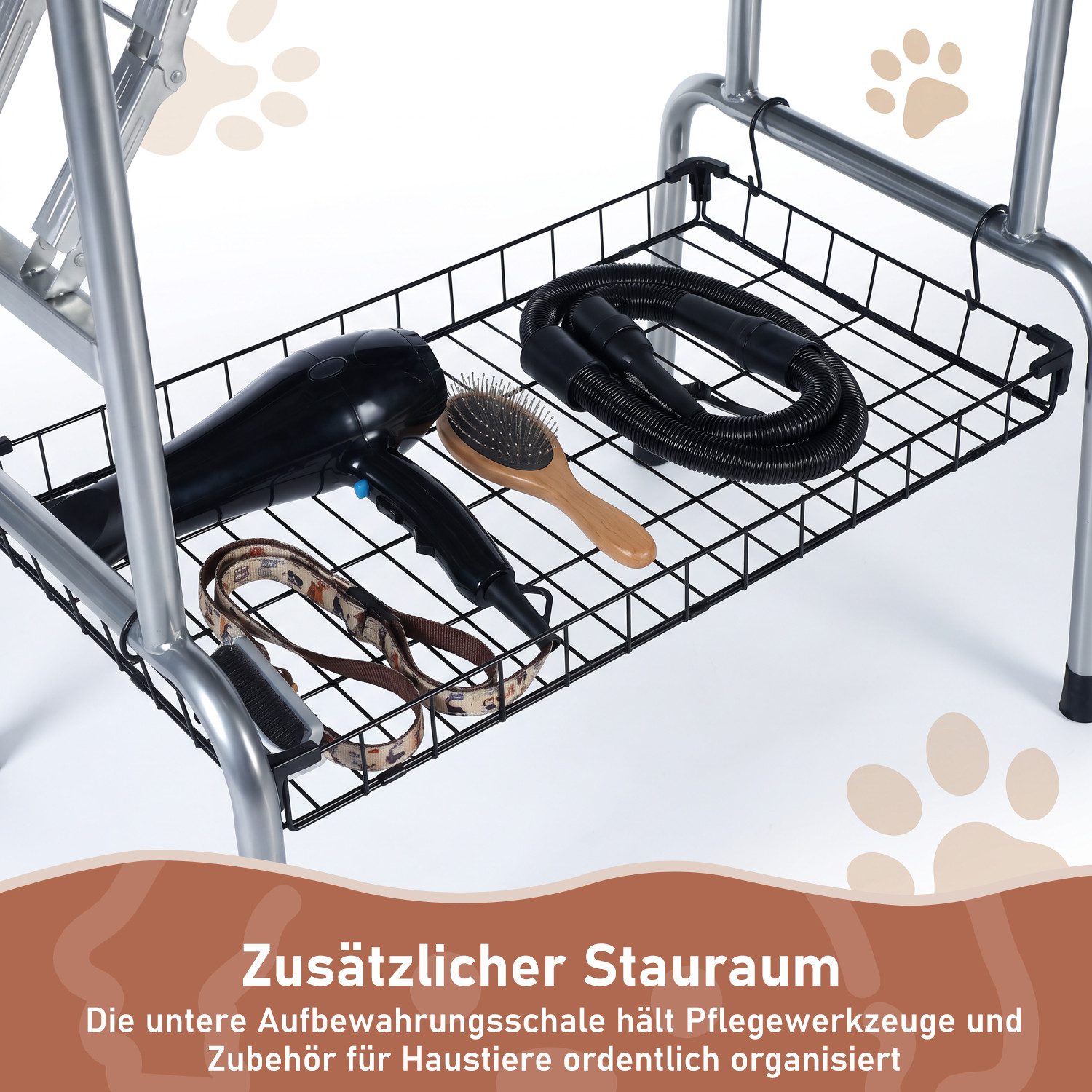 oyajia Hundeschermaschine Tierpflegetisch, Schertisch, höhenverstellbar,Arbeitstisch, für die Pflege kleiner bis mittelgroßer Haustiere 113.5*61*177-183.5cm