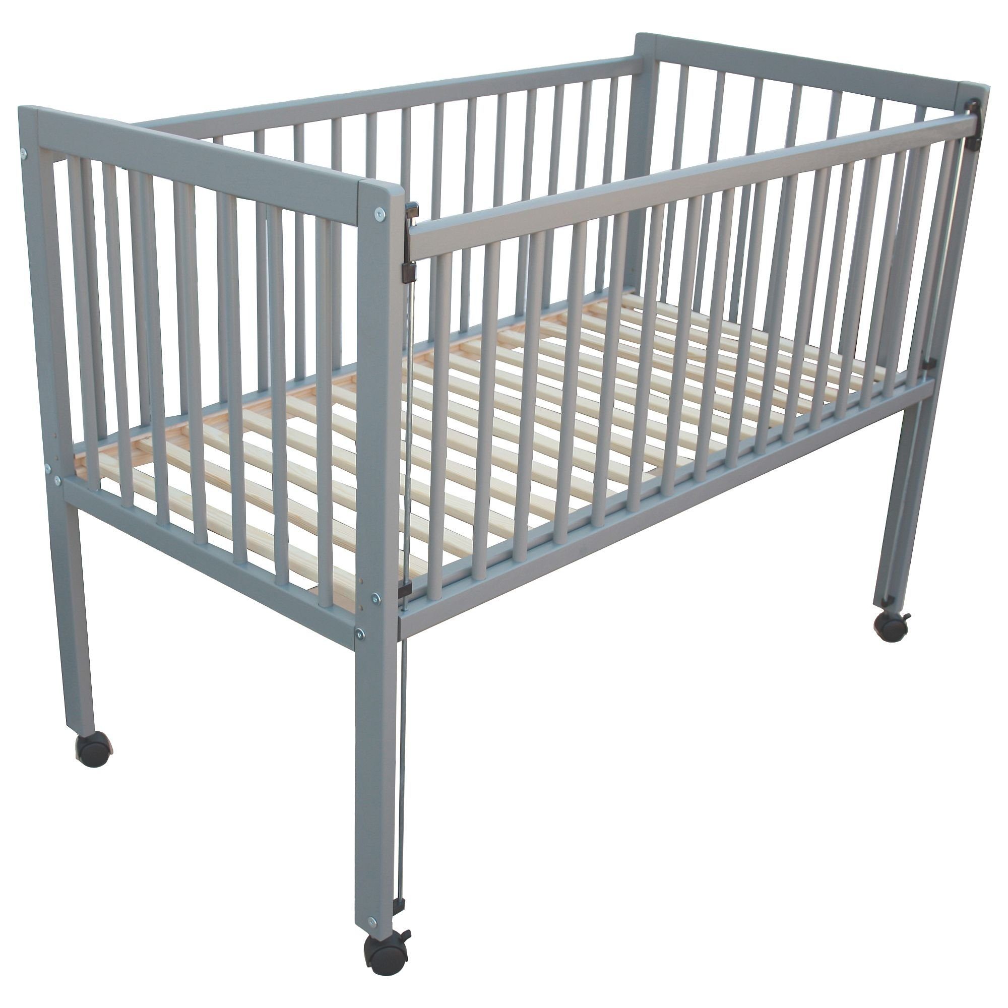 Micoland Beistellbett Kinderbett / Beistellbett / Babybett 2in1 120x60cm grau, 2in1 Kinderbett - Beistellbett