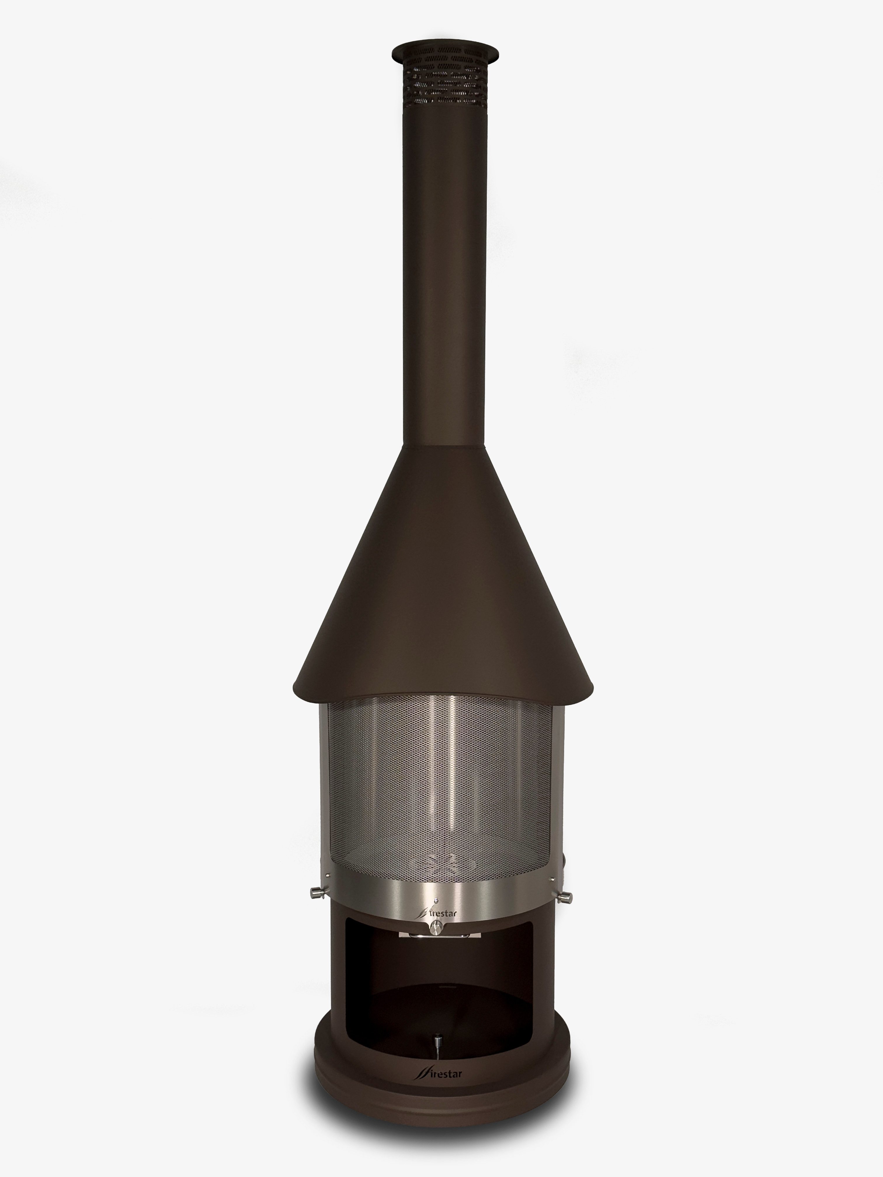 Firestar Gartenkamine Grillkamin DN 650 Swing 3. Generation NEU Edelstahl braun-metallic Grillkamin, inklusive Grillrost und Fettschutzpfanne