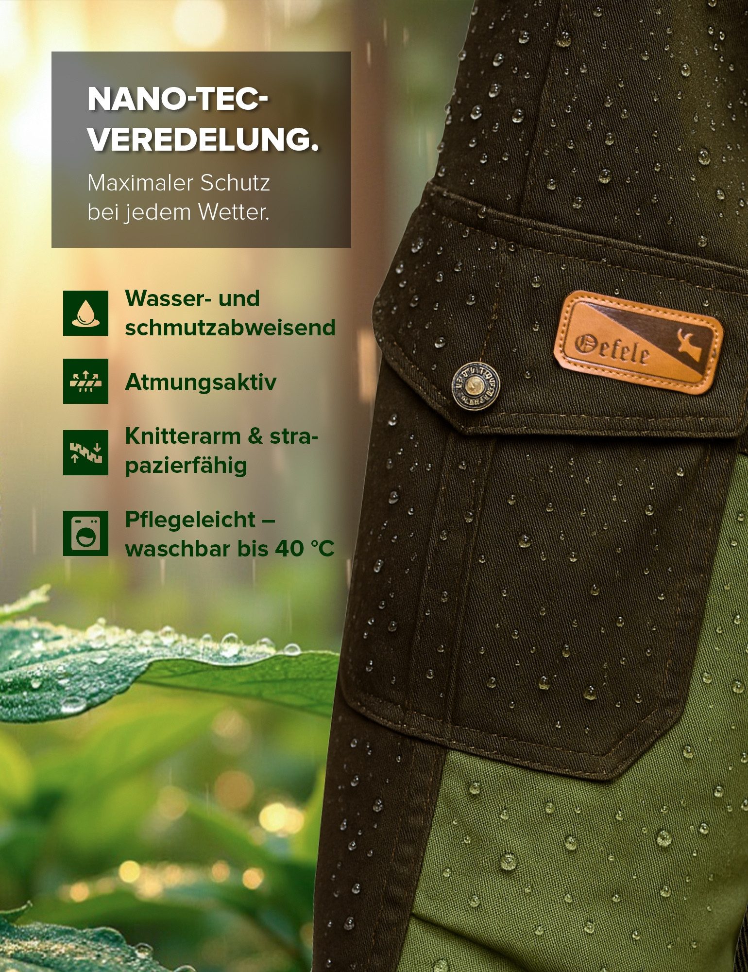 La Chasse® Stretch-Jeans Herren Jagdhose Durchgehhose mit Cordura® Robuste Outdoorhose Oefele