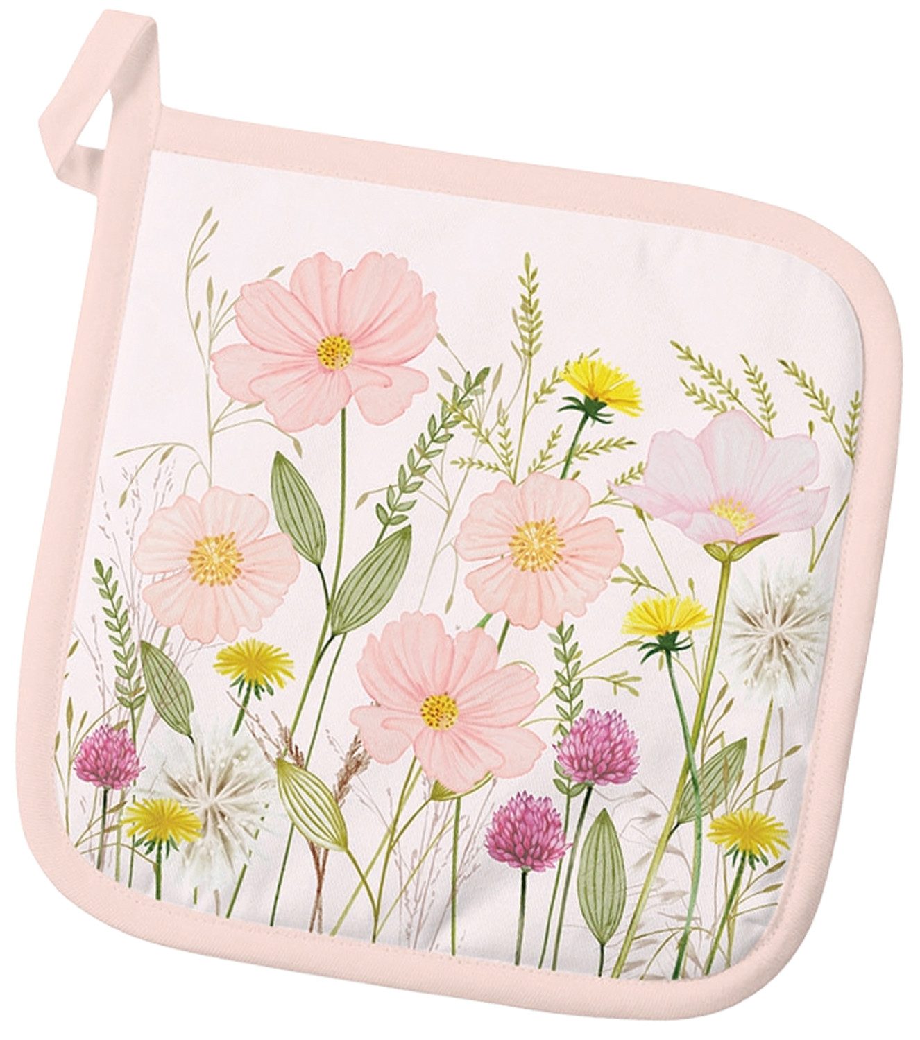 Ambiente® Topflappen Pastel flowers, (1-tlg., 1-teilig), hitzebeständig wattiert Pfannen Untersetzer ca.20x20cm