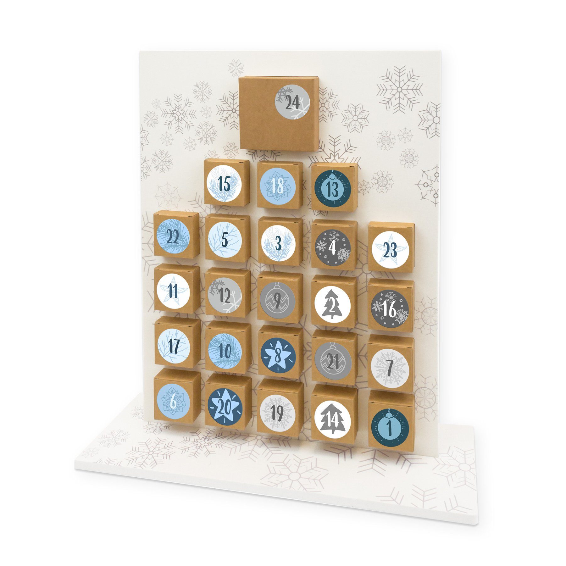 itenga befüllbarer Adventskalender itenga zum Adventskalender Aufstellen Deluxe und Fülle "Schneeflocken"