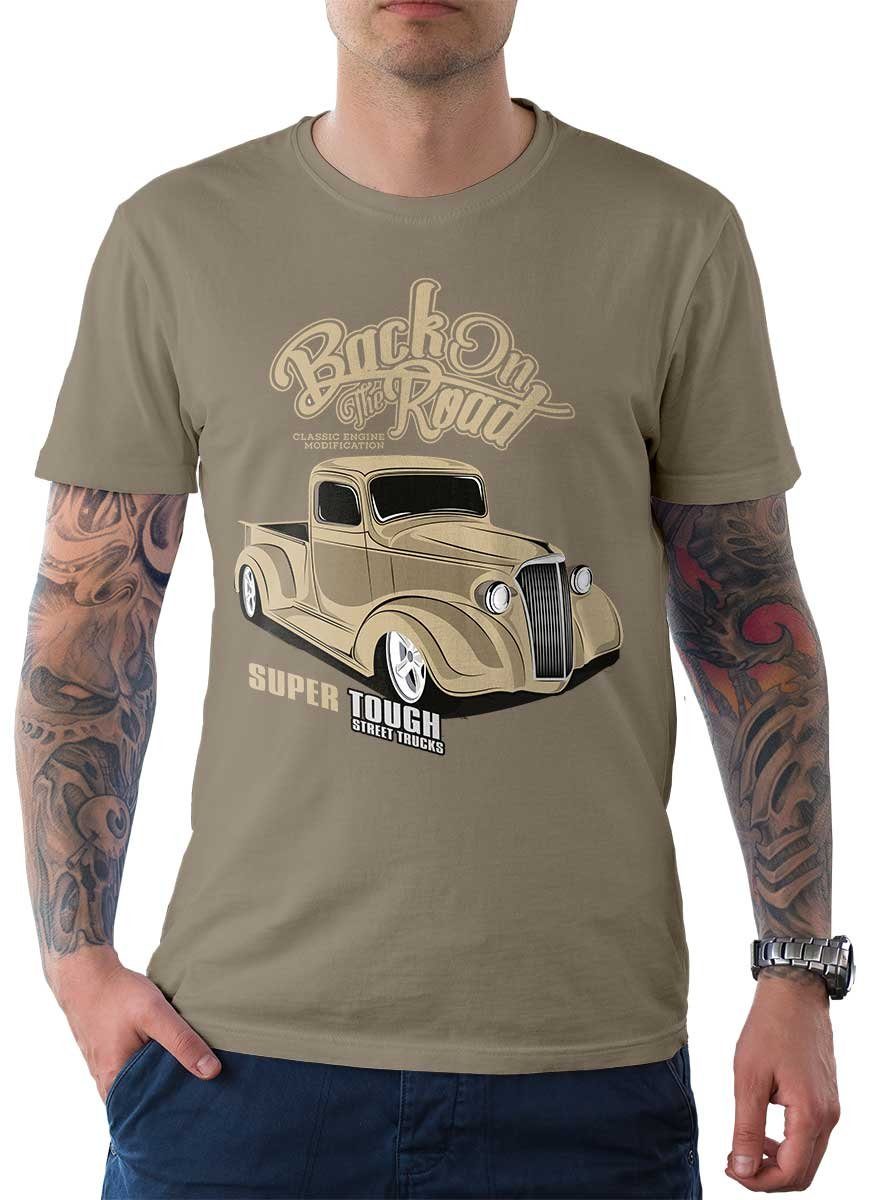Rebel On Wheels Bomberjacke Herren T-Shirt Tee Street Truck mit Auto / US-Car Motiv Zink | Übergangsjacken