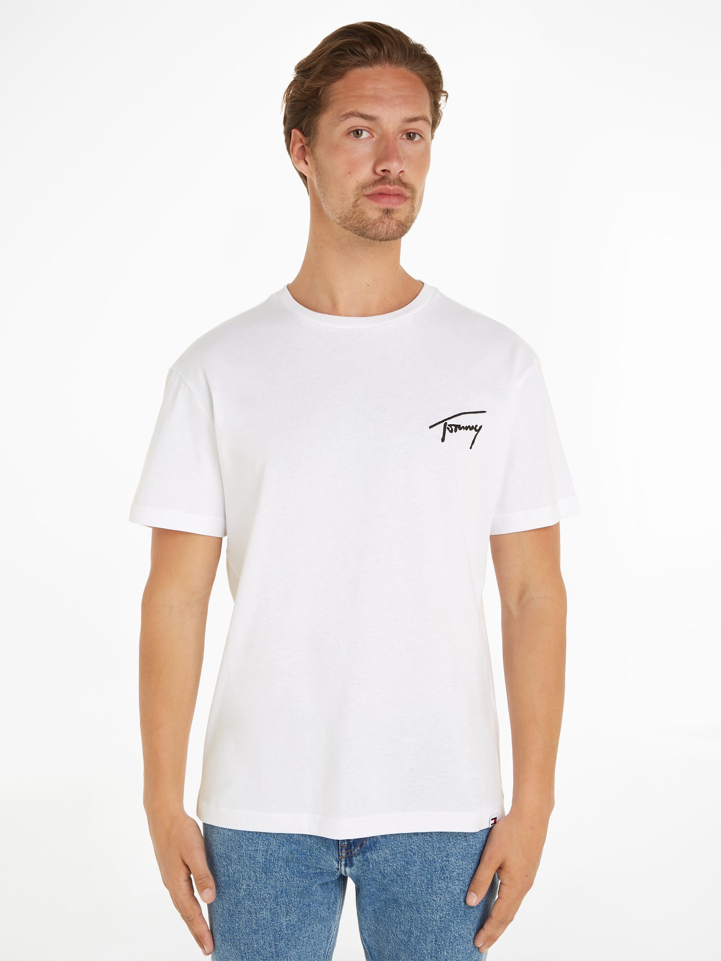 Tommy Jeans T-Shirt TJM REG SIGNATURE TEE EXT mit Logostickerei White