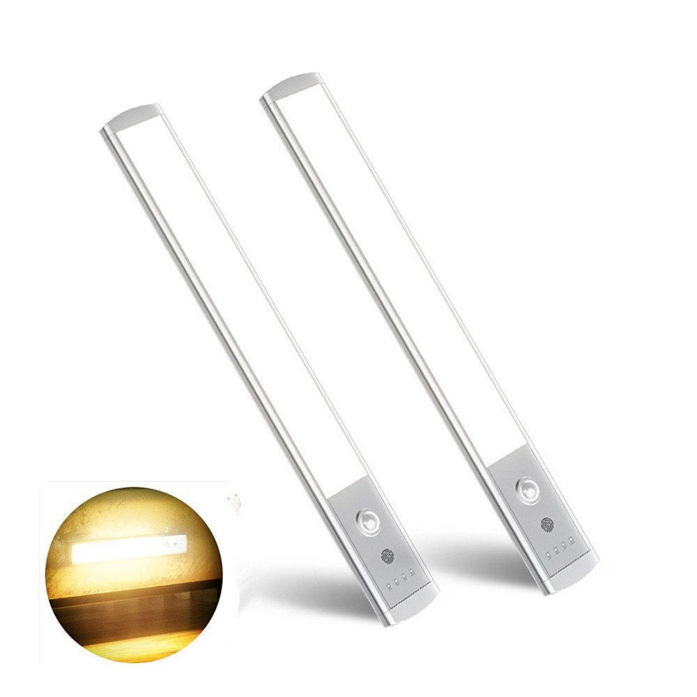 LED Unterbauleuchte 2 Stück LED Schrankbeleuchtung mit Bewegungsmelder, Kabellose LED