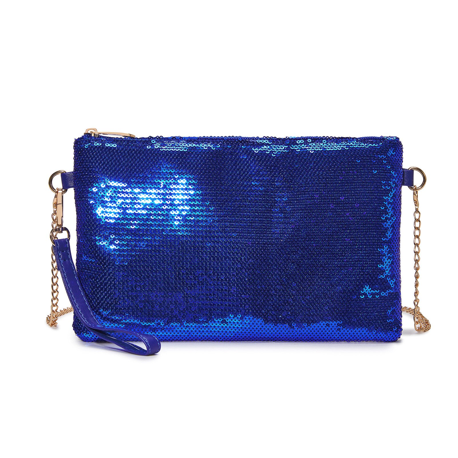 Miss Lulu Clutch, Glitzer-Pailletten-Tasche mit Kette