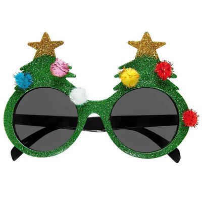 Widmann S.r.l. Kostüm Glitter Brille 'Weihnachtsbaum', Grün - Weihnacht