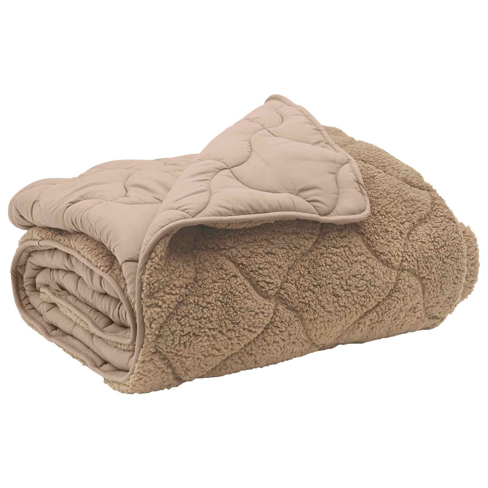 vidaXL Baumwollbettdecke Sommerdecke Taupe 135 x 220 cm Mikrofaser und Teddy-Fleece, Bezug: Mikrofaser