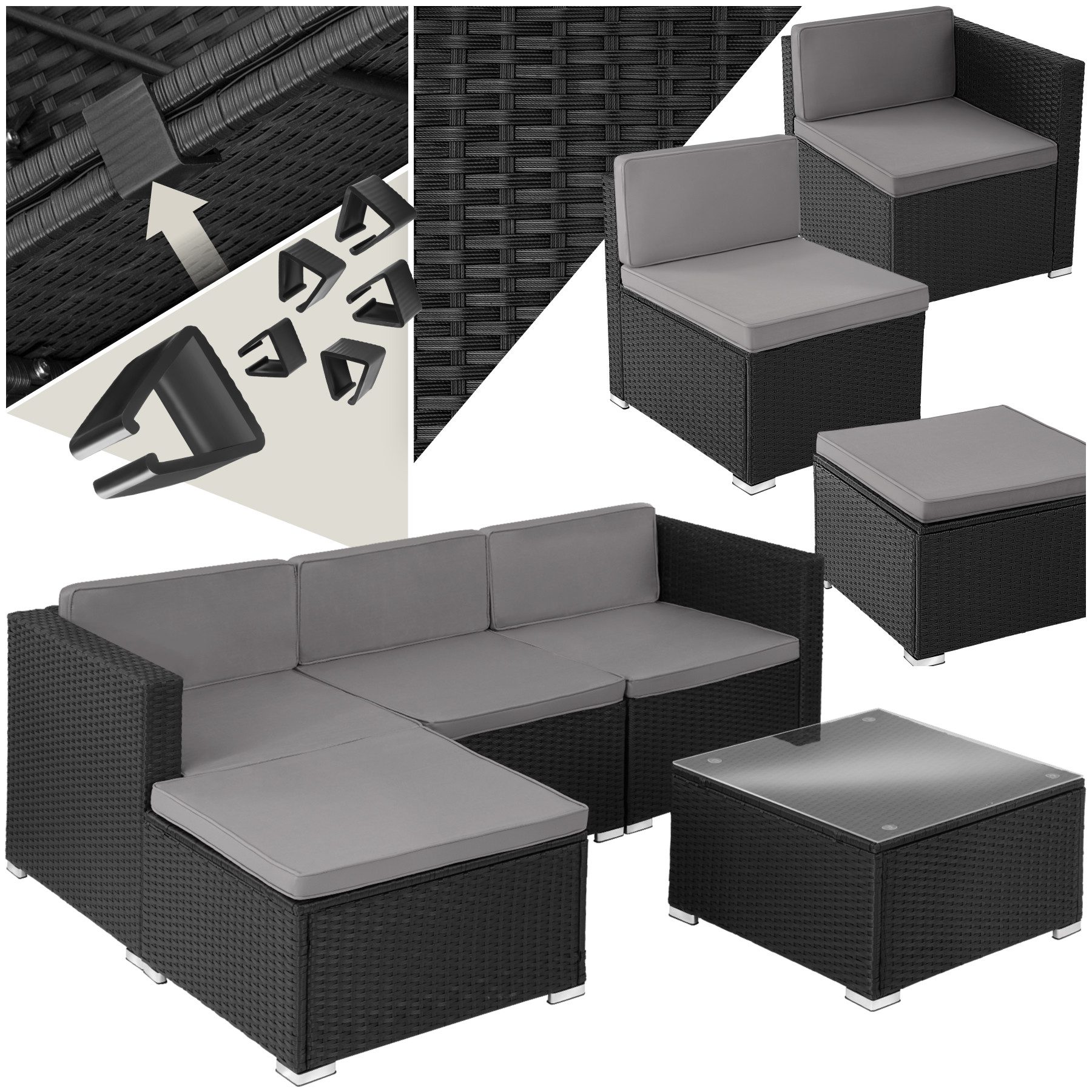 tectake Loungeset Rattan Lounge, (Set., 5-tlg), günstig online kaufen