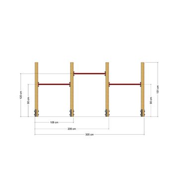 Wickey Turnreck FIT Tumble 403 - Dreier-Turnreck mit Reckstangen, (90 - 140 cm, - Komplettset), mitwachsend, extrem witterungsbeständig, 100 kg Belastbar