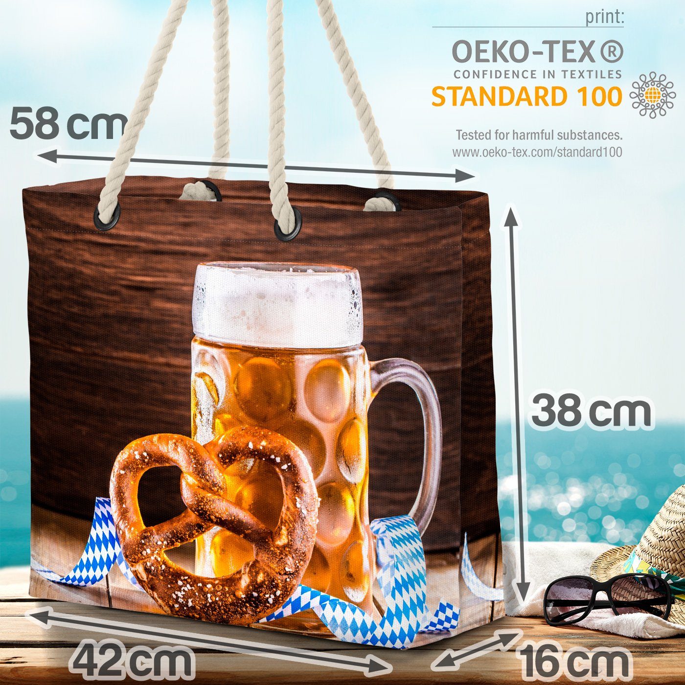 VOID Strandtasche (1-tlg), Wiesn Bre Breze Oktoberfest Bayern Bier Bier Breze Brezel Oktoberfest
