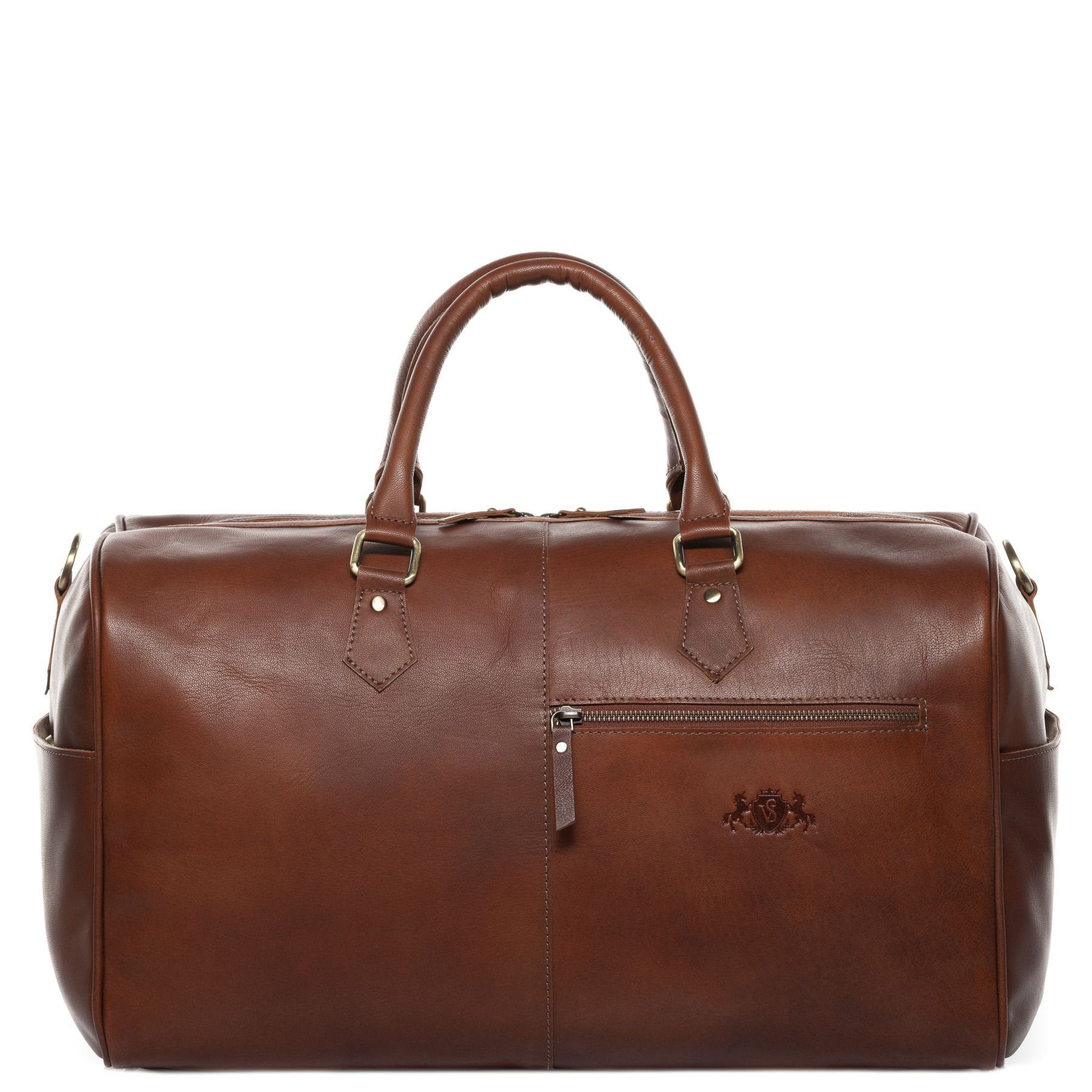 SID & VAIN Reisetasche echt Leder Weekender groß chestnut SEATTLE, Echtleder Reisegepäck für Damen & Herren, Sporttasche XL Hellbraun