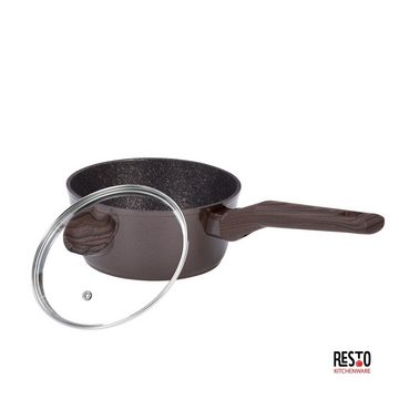 RESTO Kitchenware Kasserolle CARINA, Geschmiedetes Aluminium (2, 2-tlg), Saucepan, mit Glasdeckel, mit vierschichtigen Marmor Antihaftbeschichtung, im Geschenkkarton, Ø16 h=7.5 cm 1.5 L